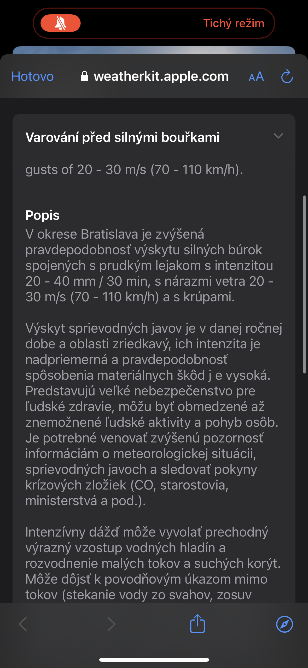 weather warning screen