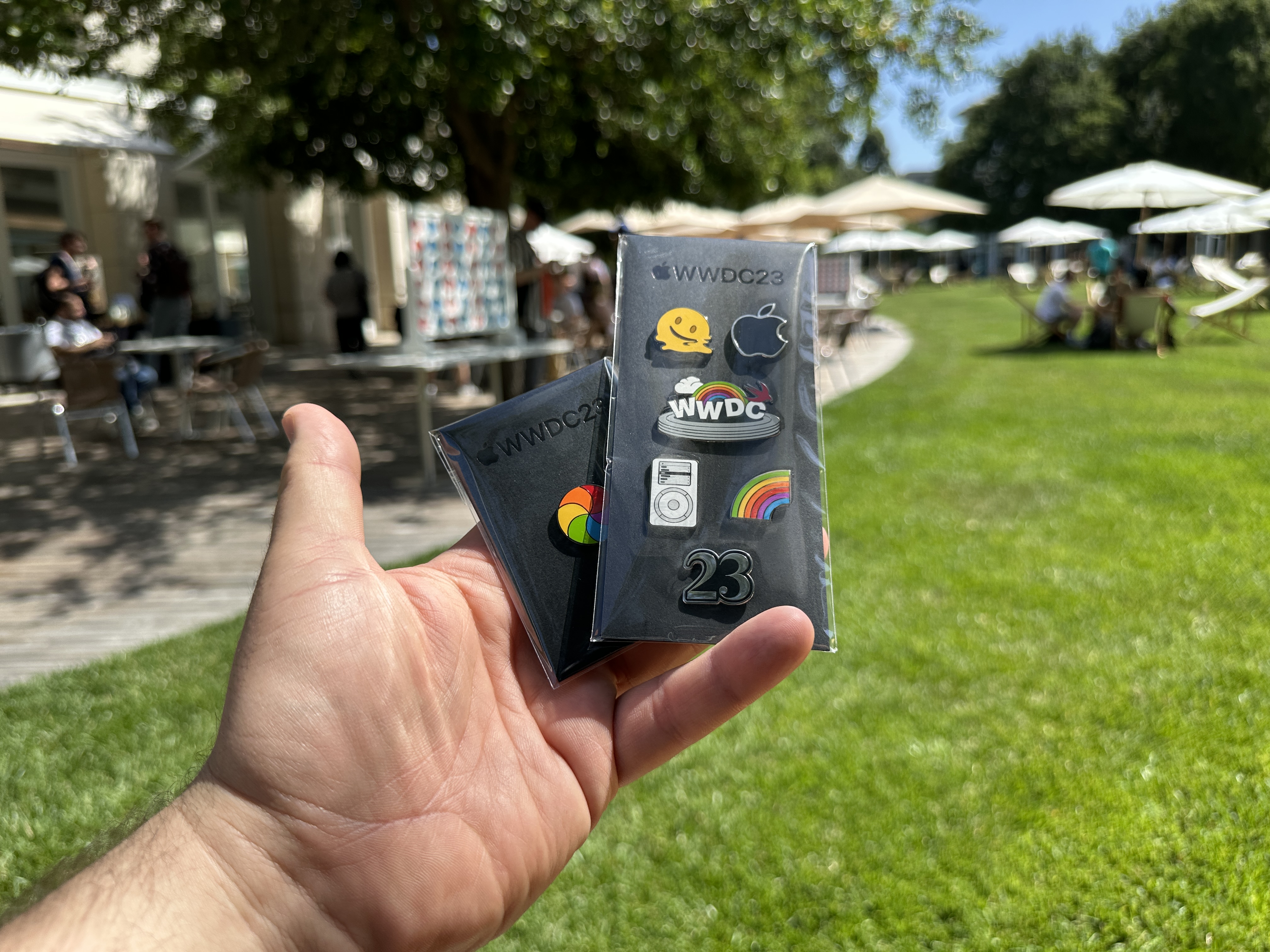 wwdc23 collectible pins hand