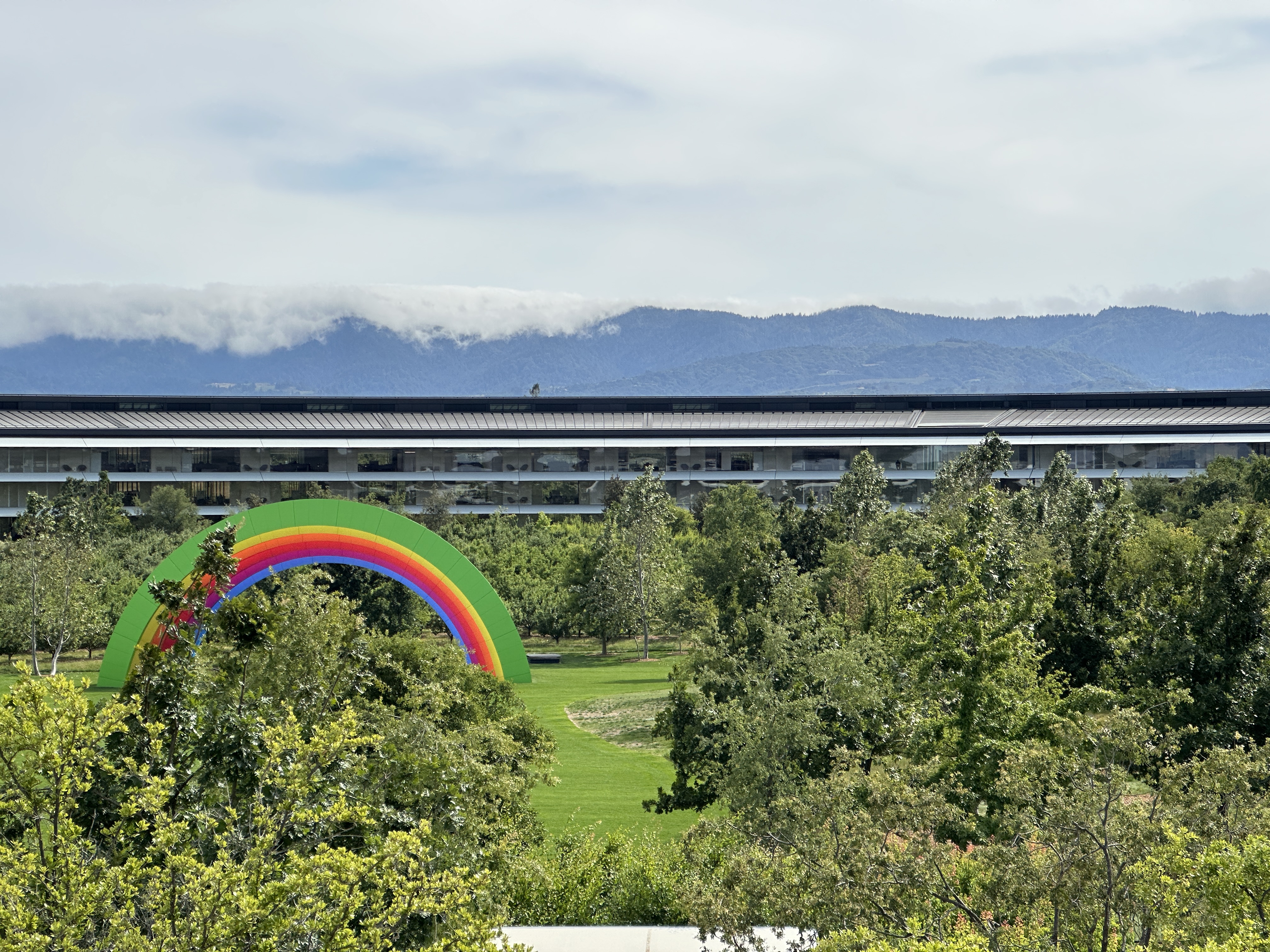 apple park rainbow closeup