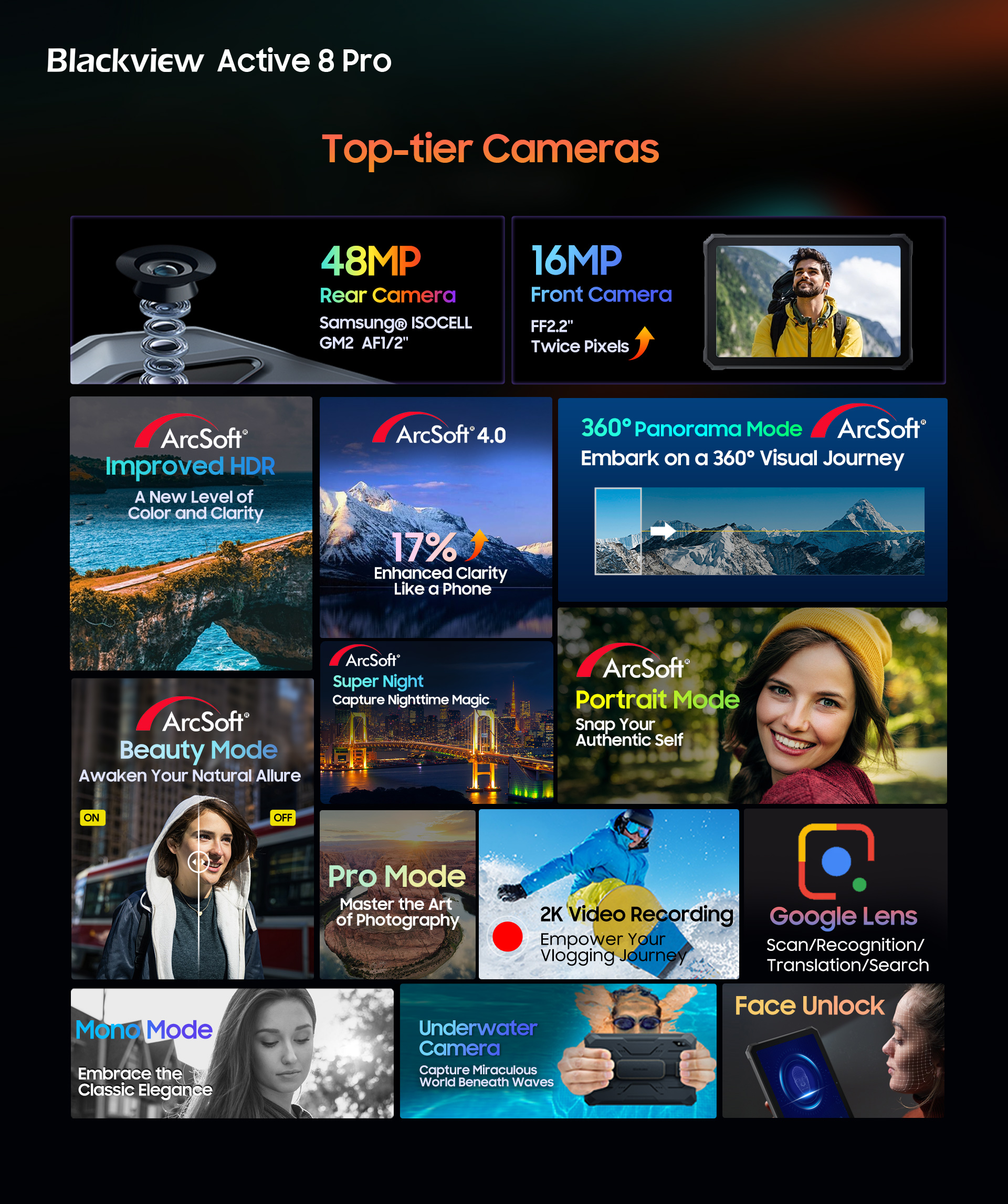 blackview active 8 pro cameras