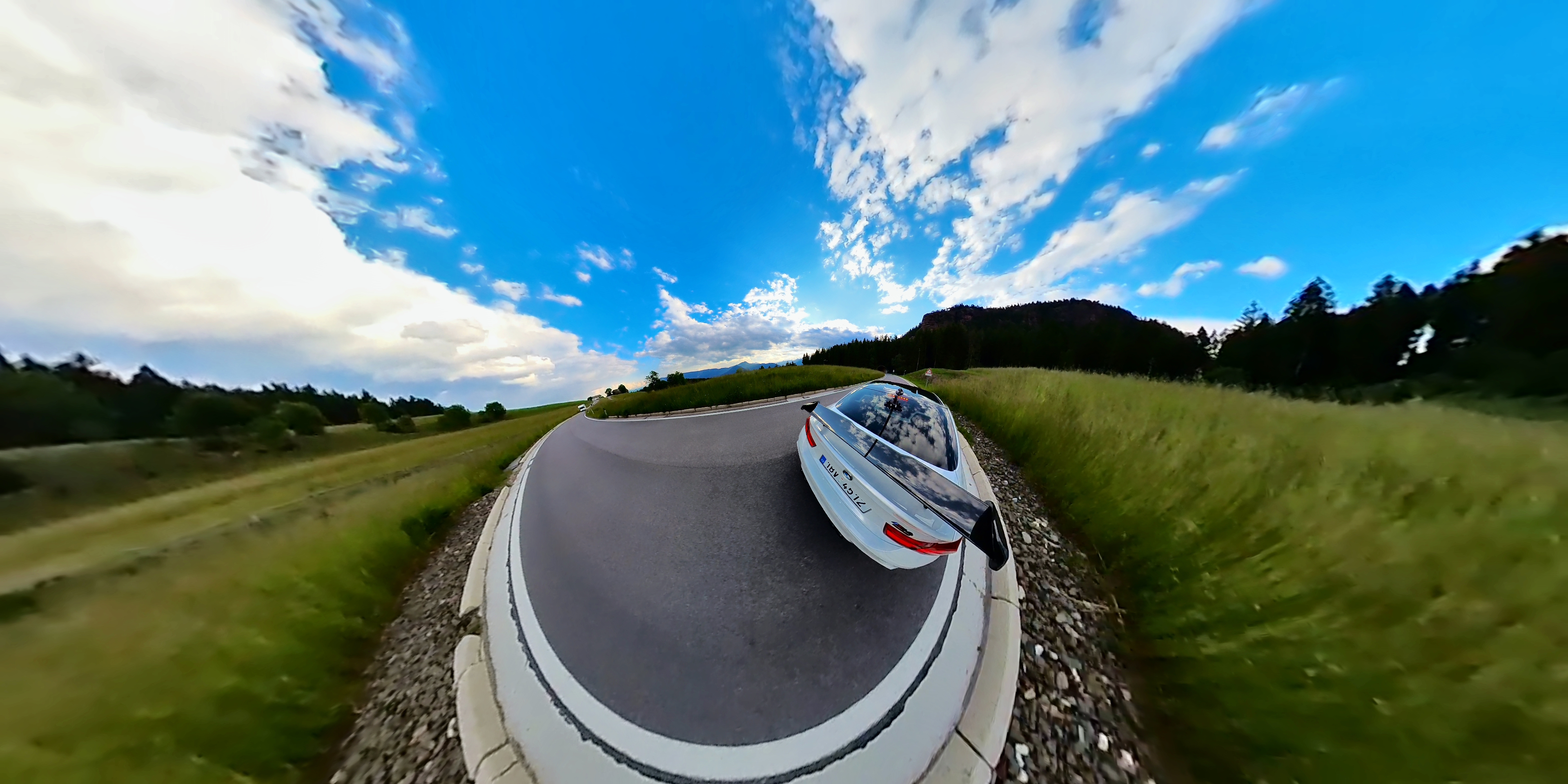 car driving on curved road