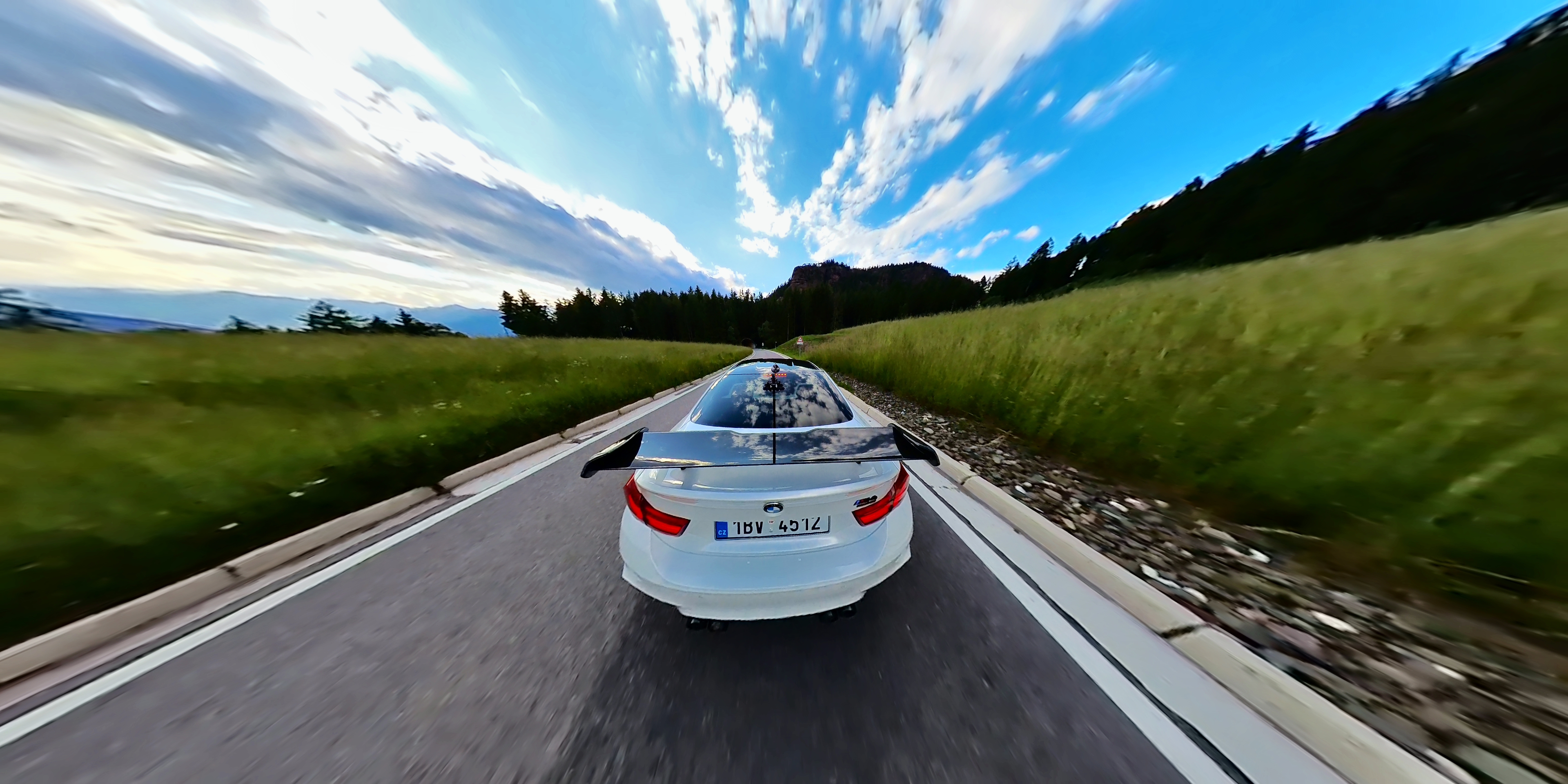 car driving on open road