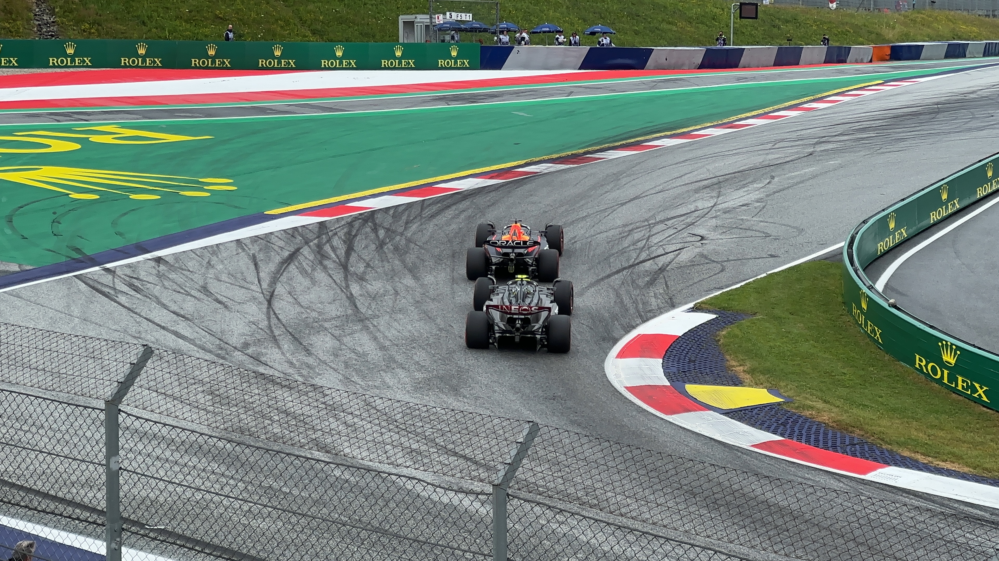 cars taking a sharp turn