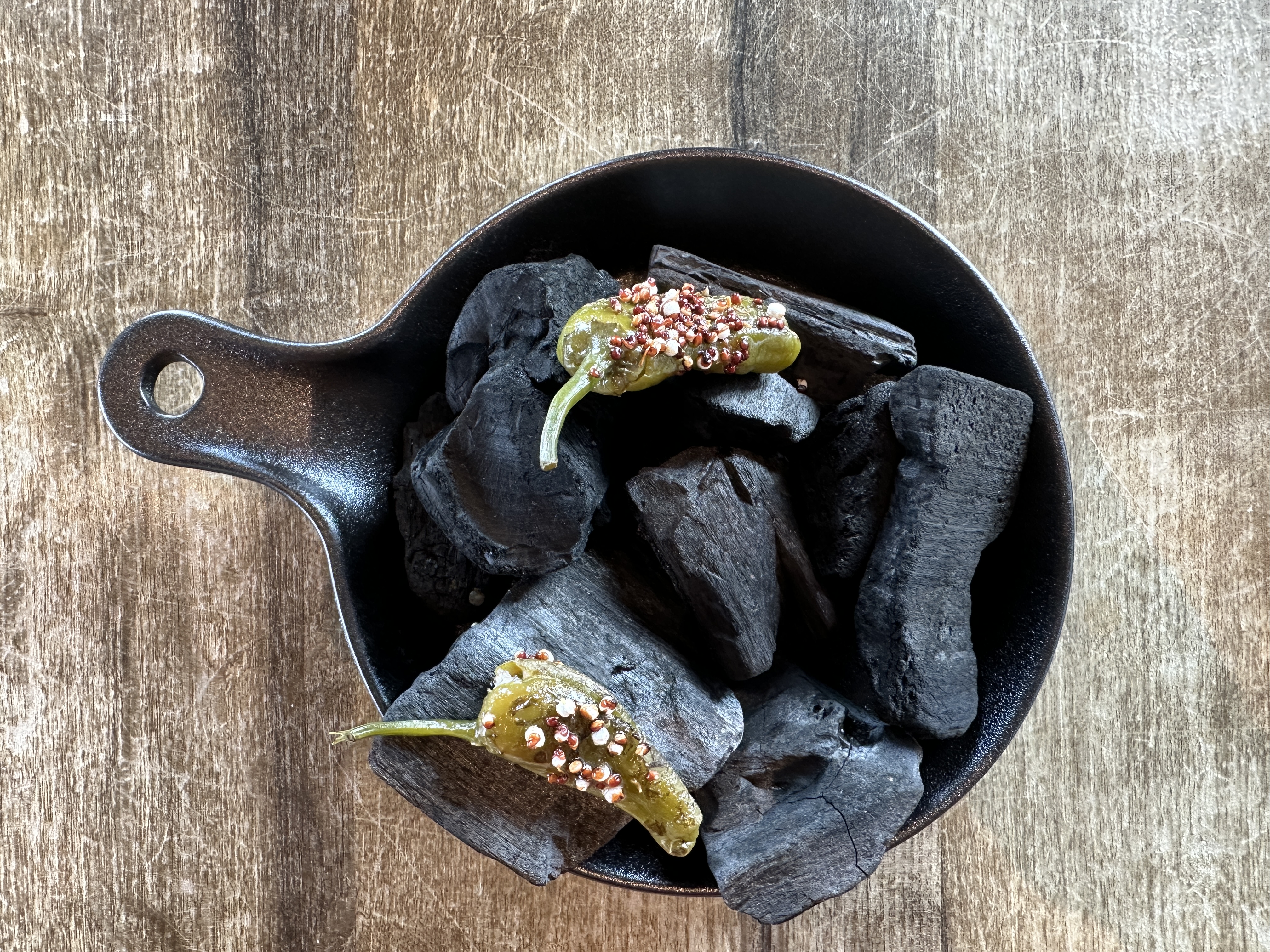 charcoal and peppers