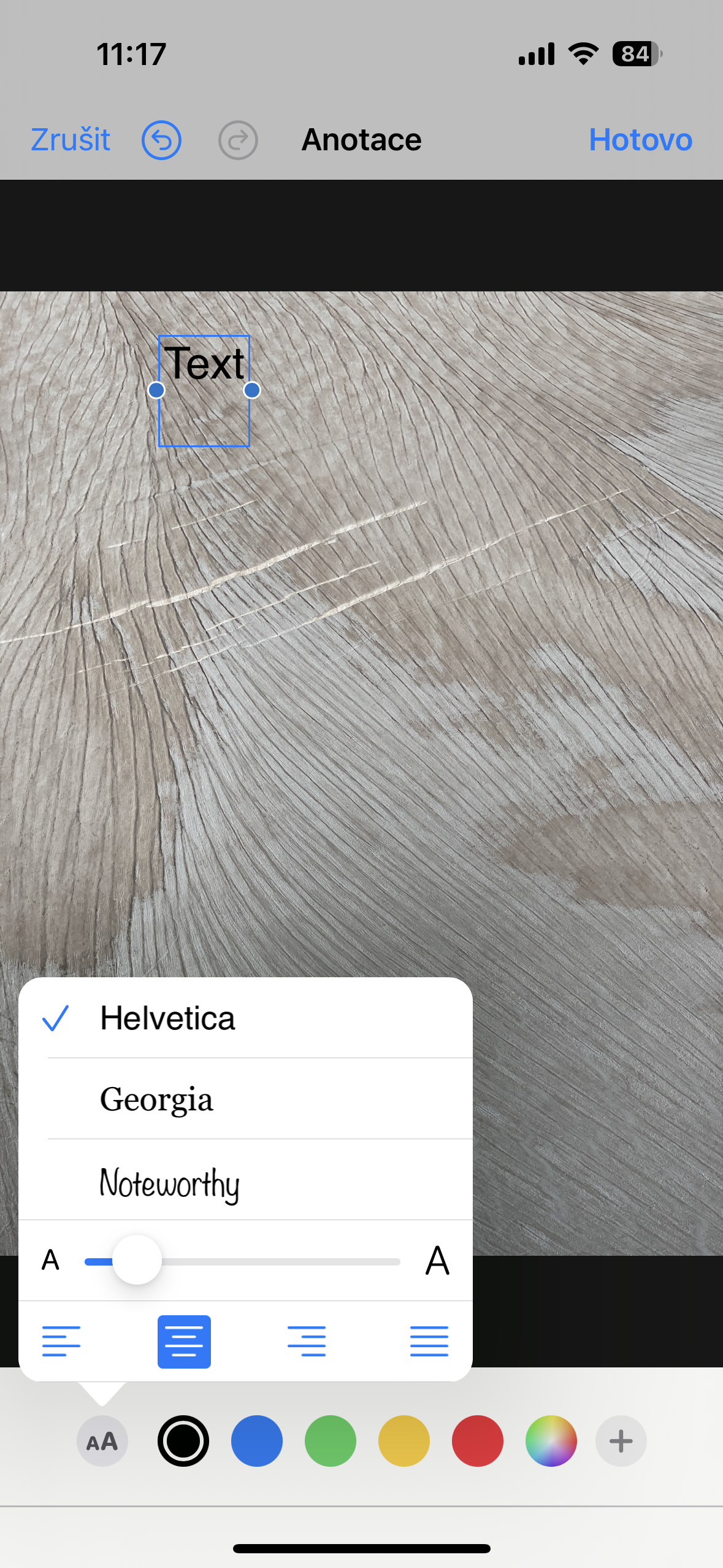 font selection on wood texture