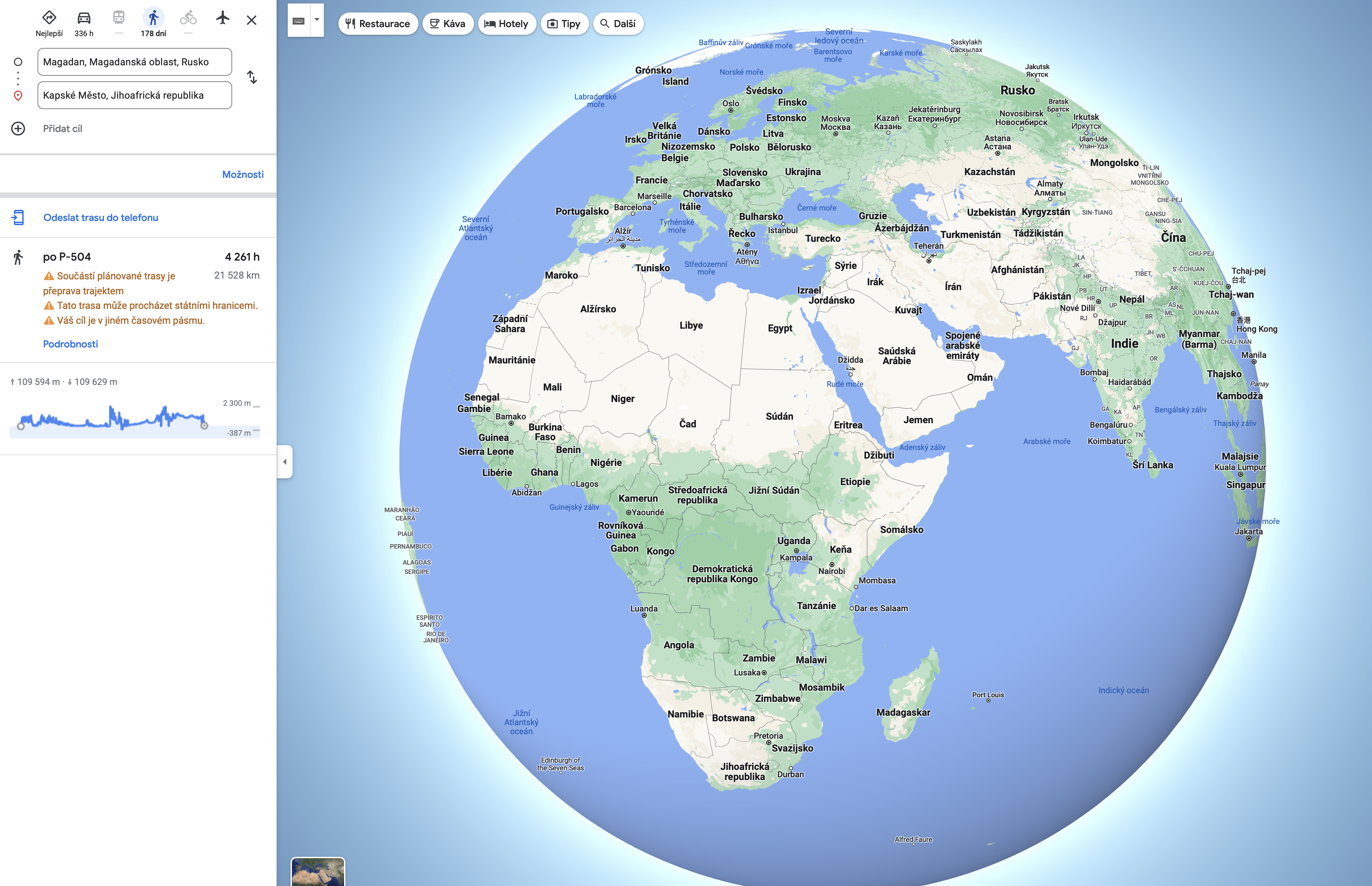 google maps globe view africa