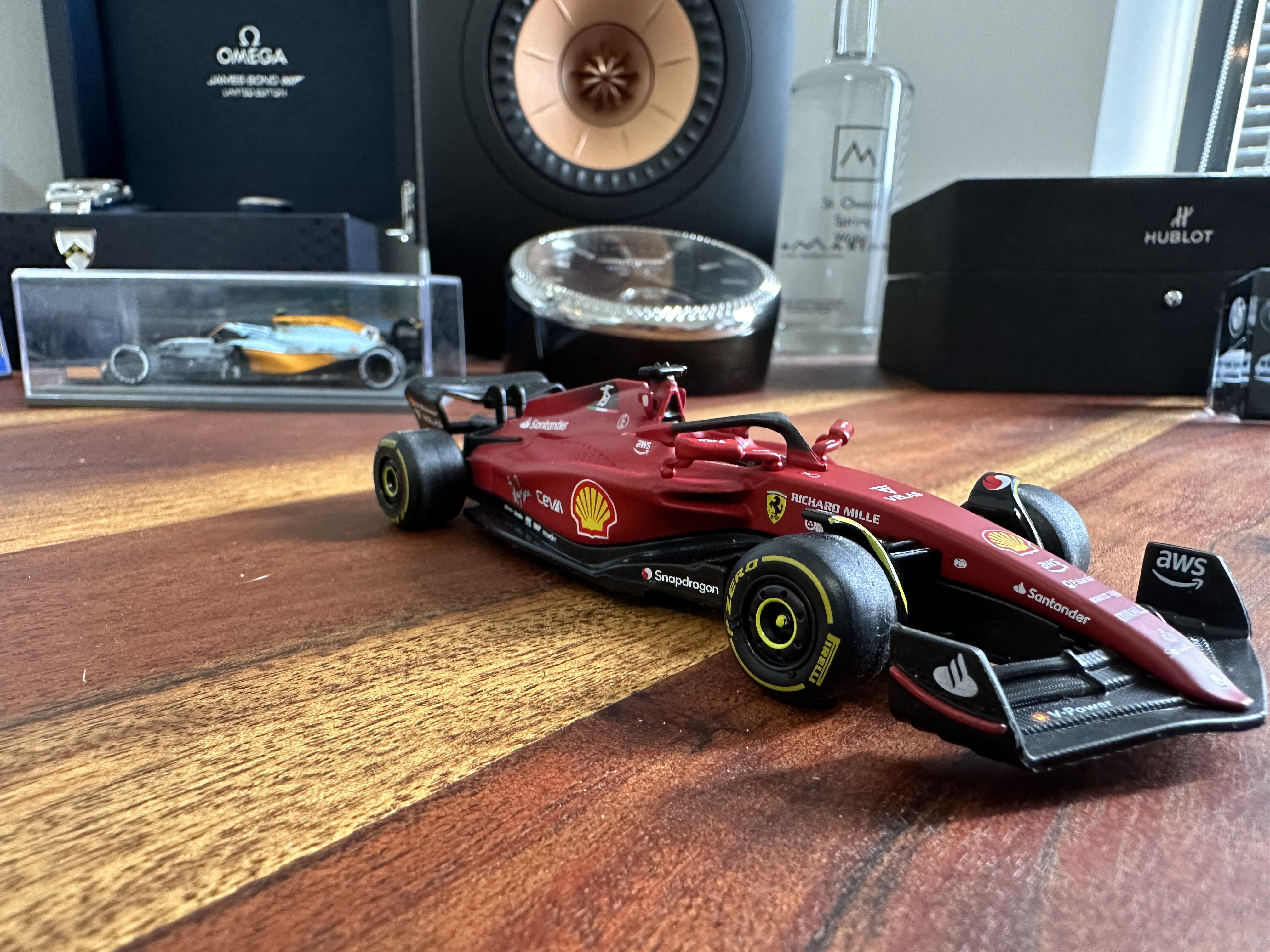 model ferrari car on desk