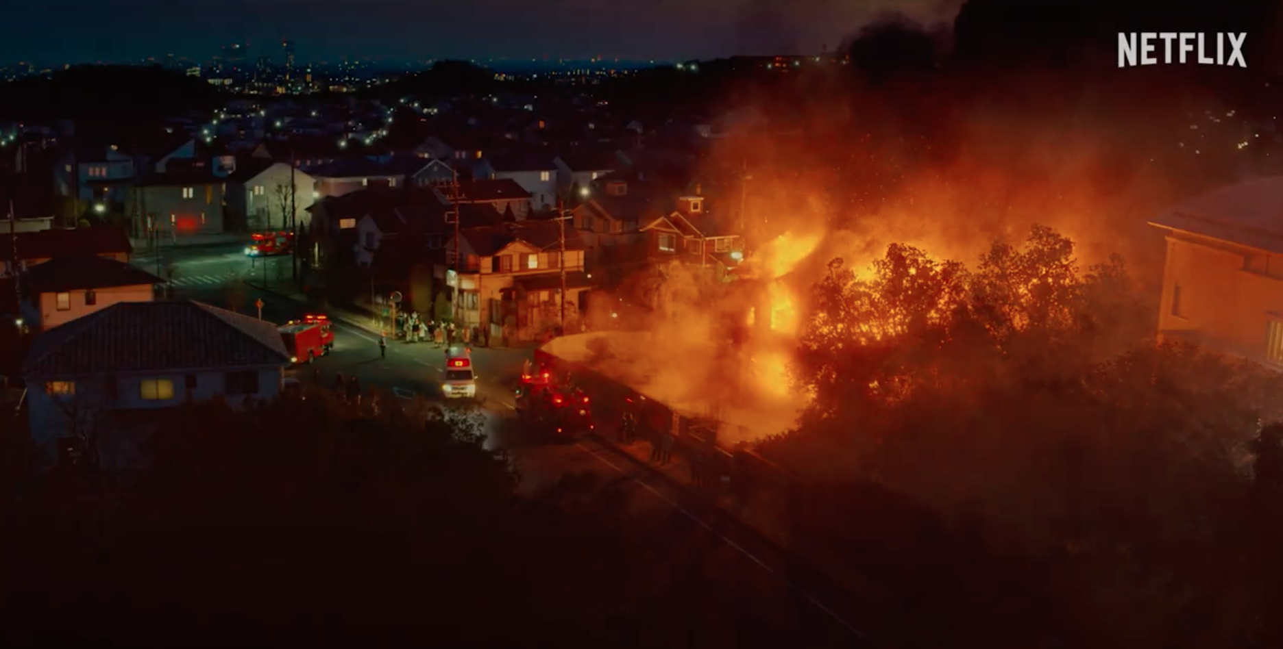 nighttime fire scene nighttime fire scene