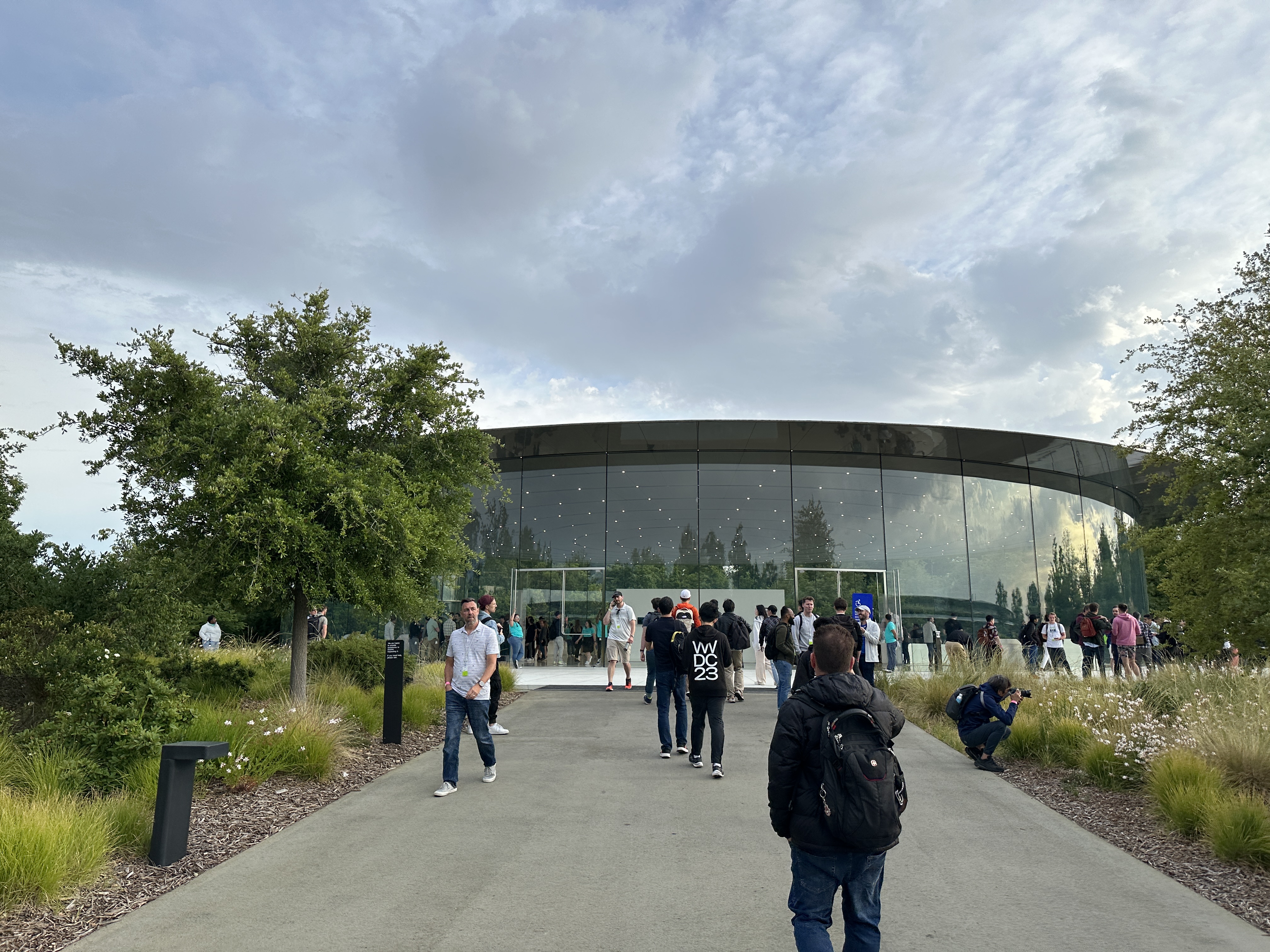 people gathering outside