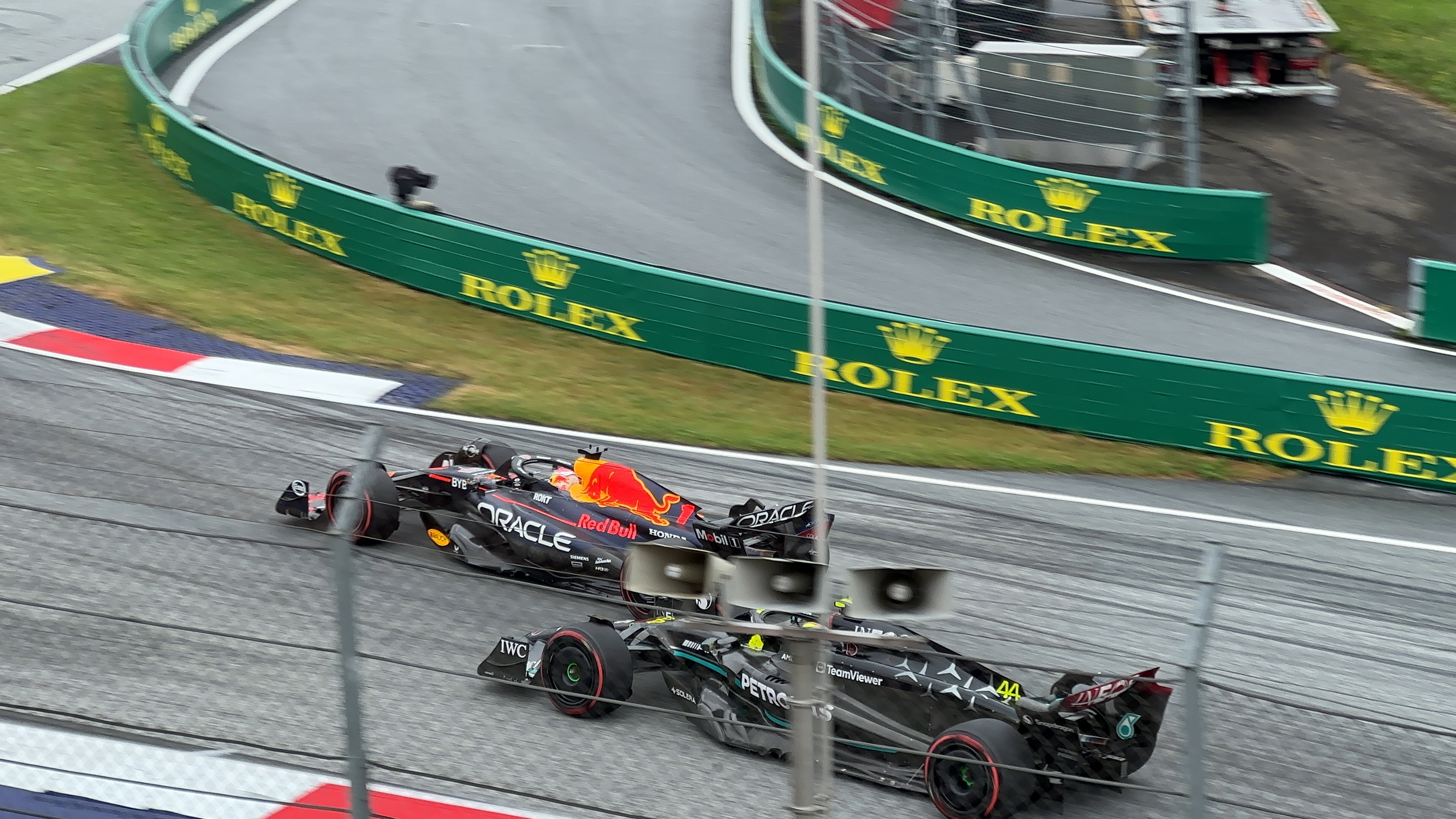 two cars racing side by side