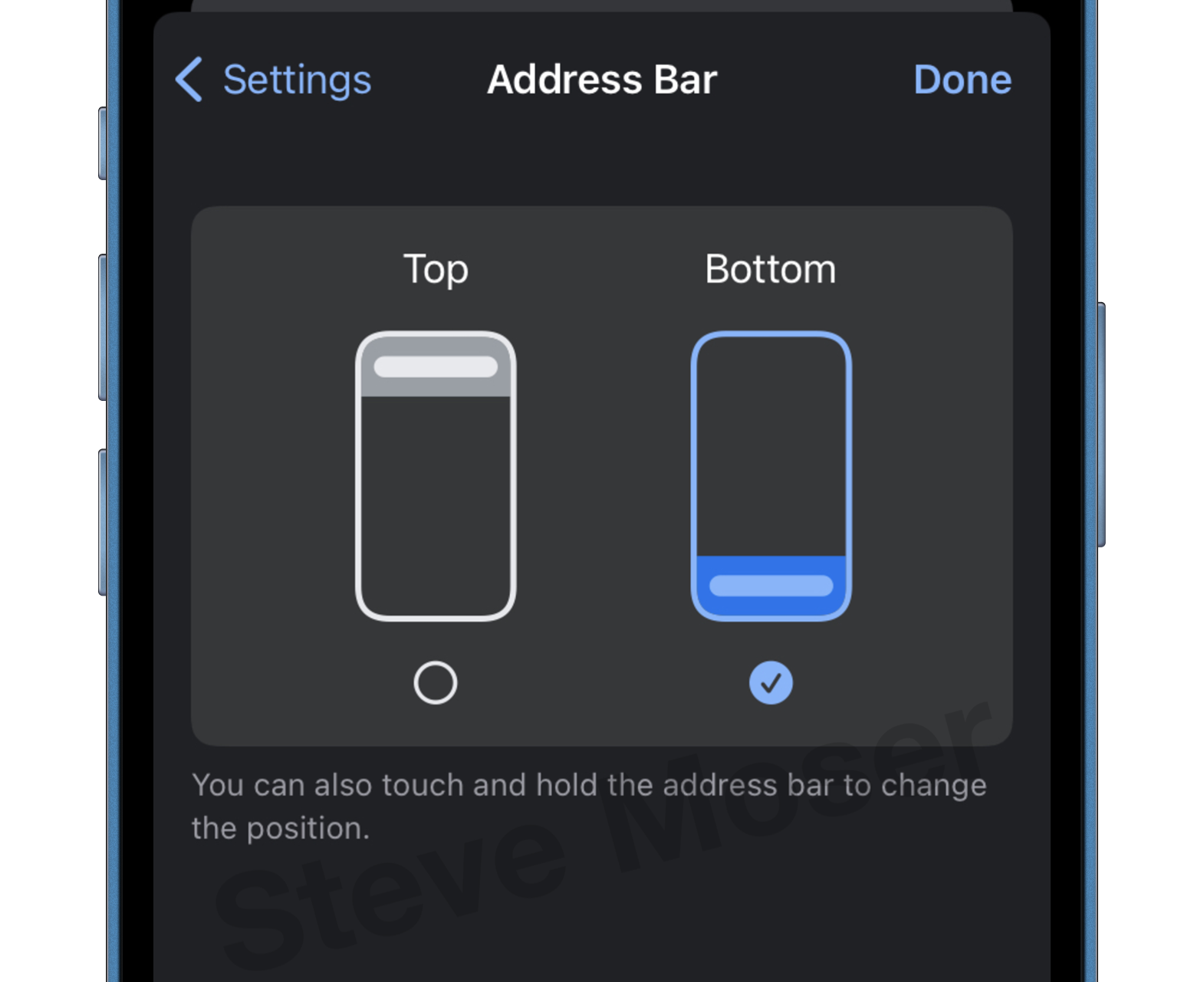 Chrome adresni radek berta Moser