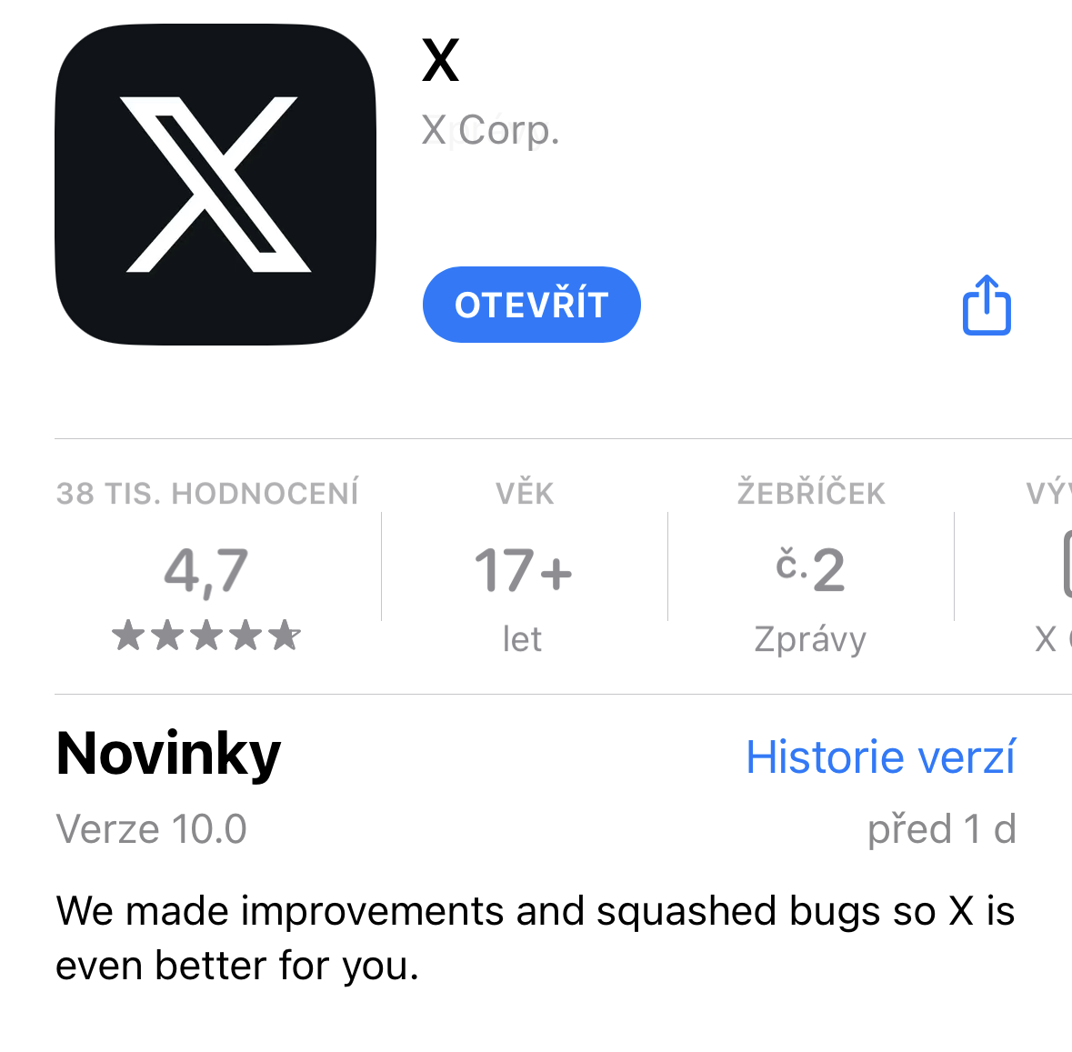 app store x corp details