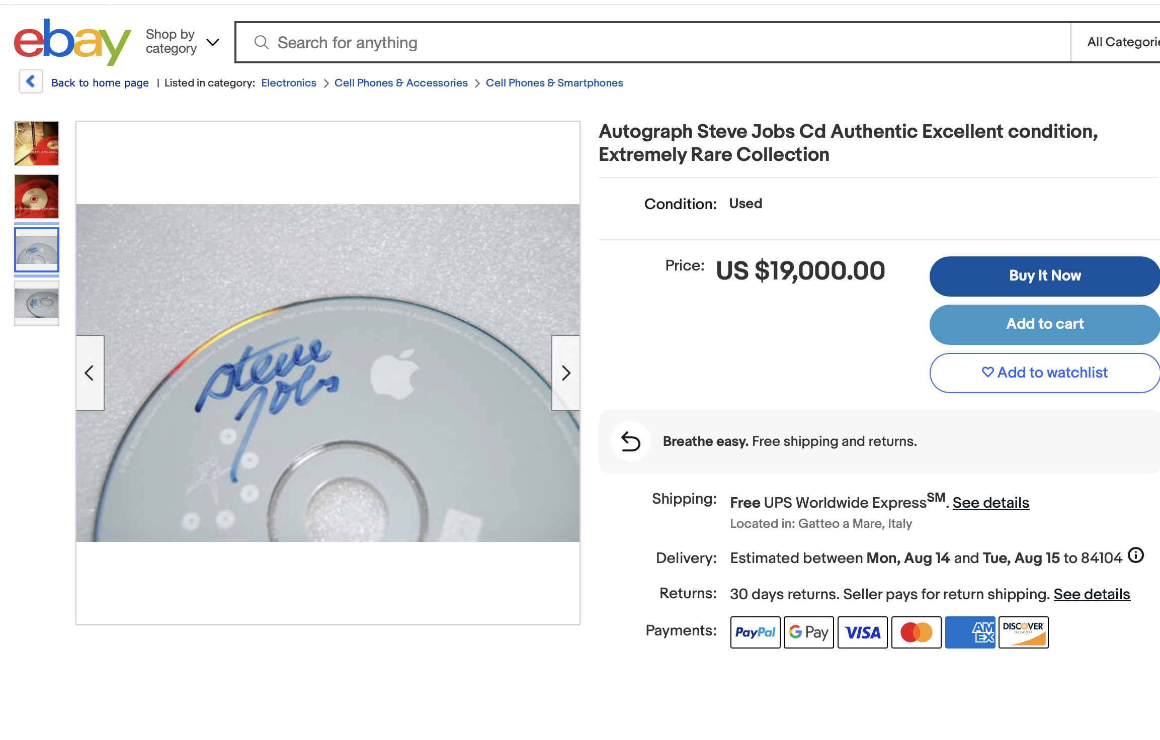 autograph cd ebay listing closeup