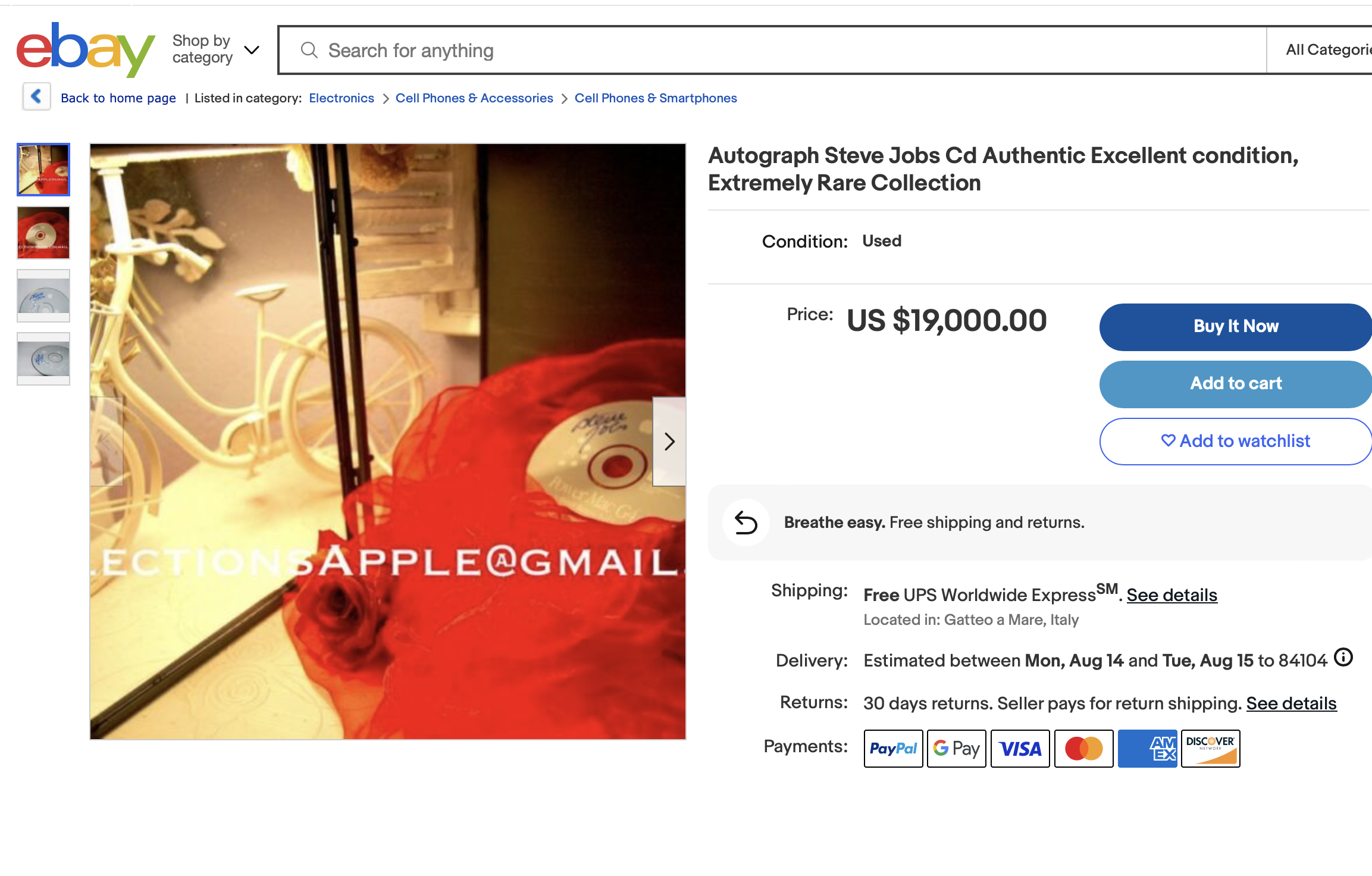 autograph cd ebay listing side