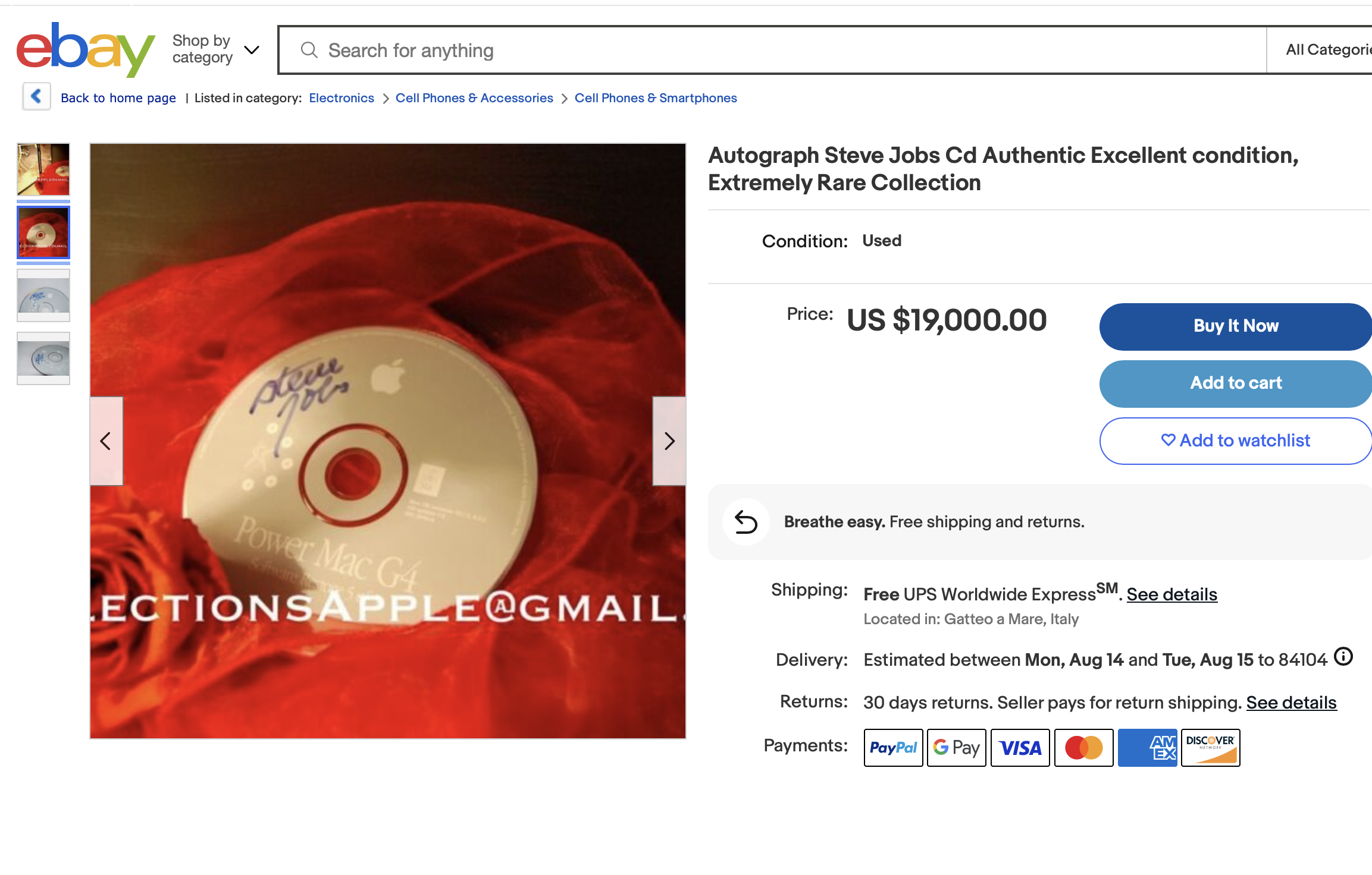 autograph cd ebay listing