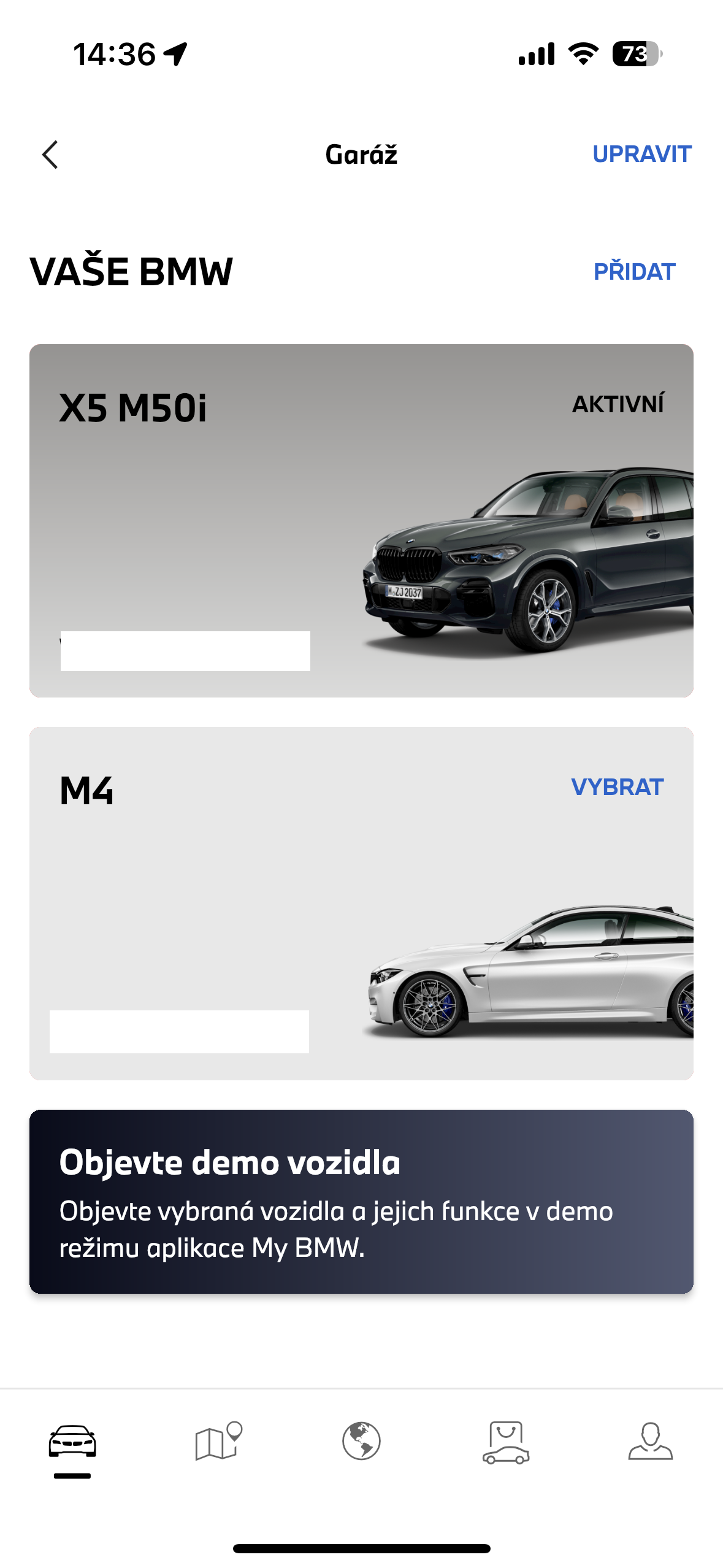 bmw garage app interface