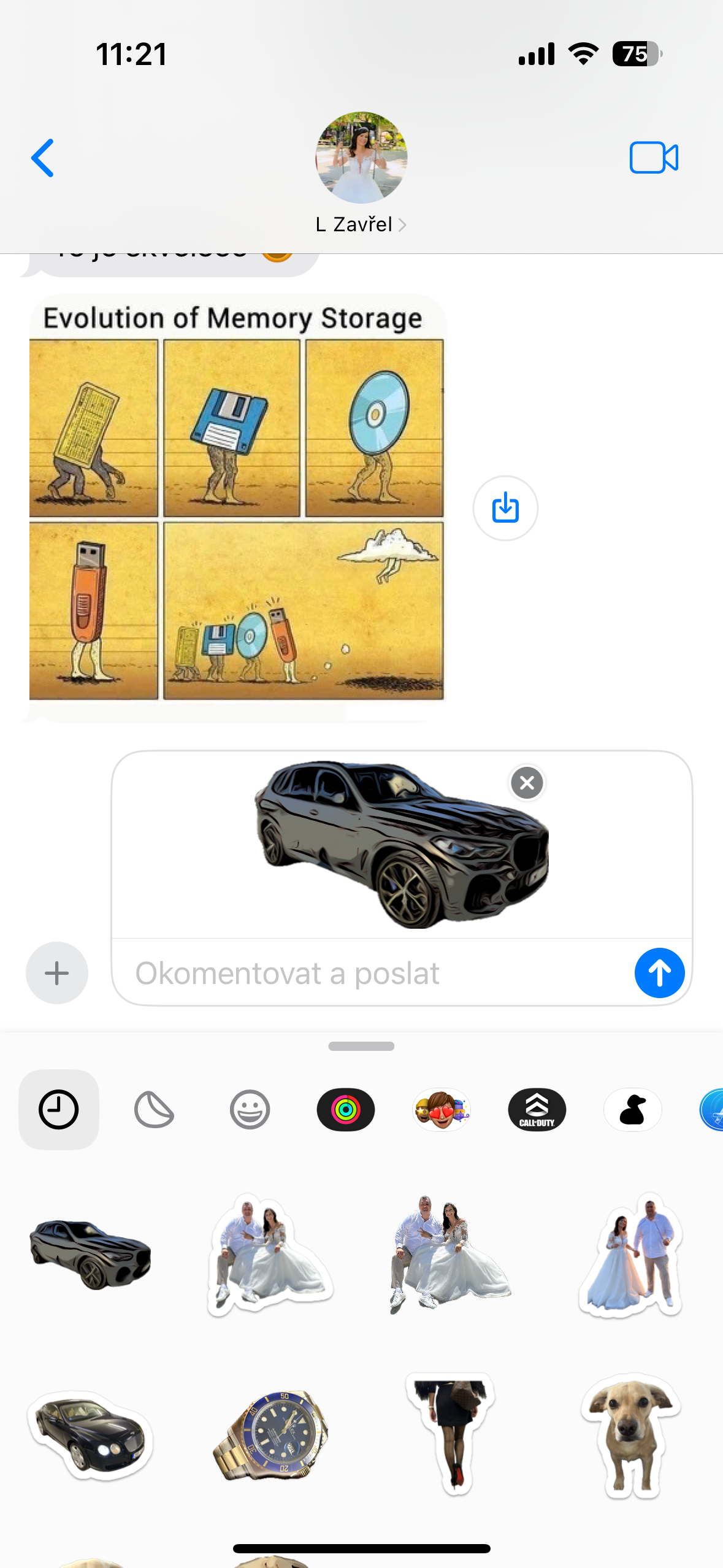car sticker in chat