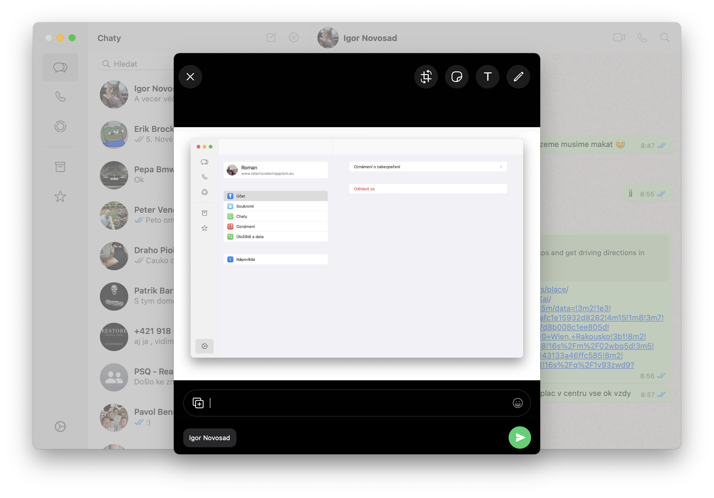 chat application interface