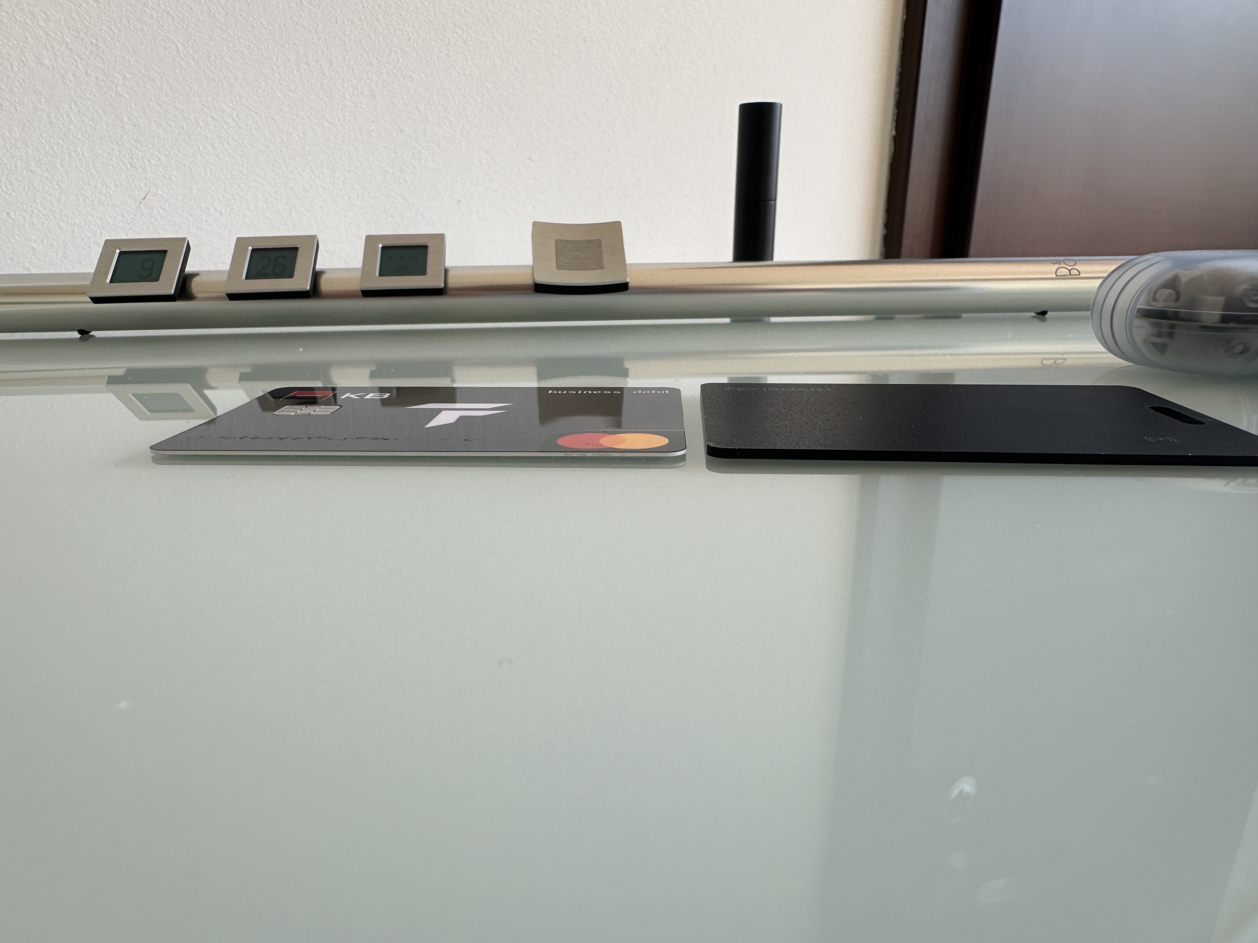 credit cards on glass table