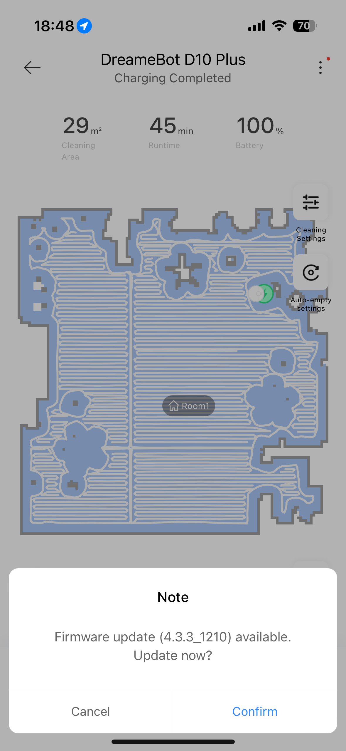 dreamebot d10 plus charging completed