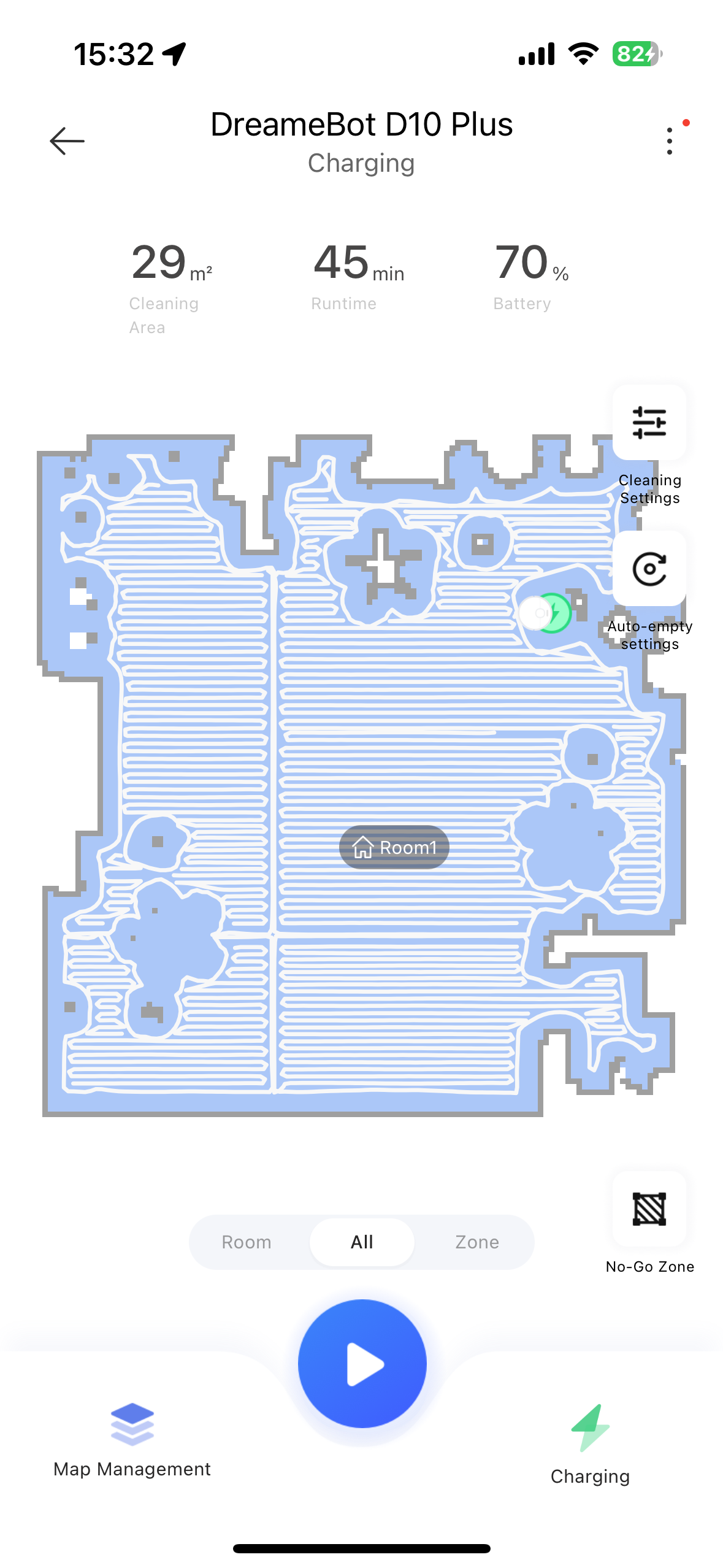 dreamebot d10 plus charging map