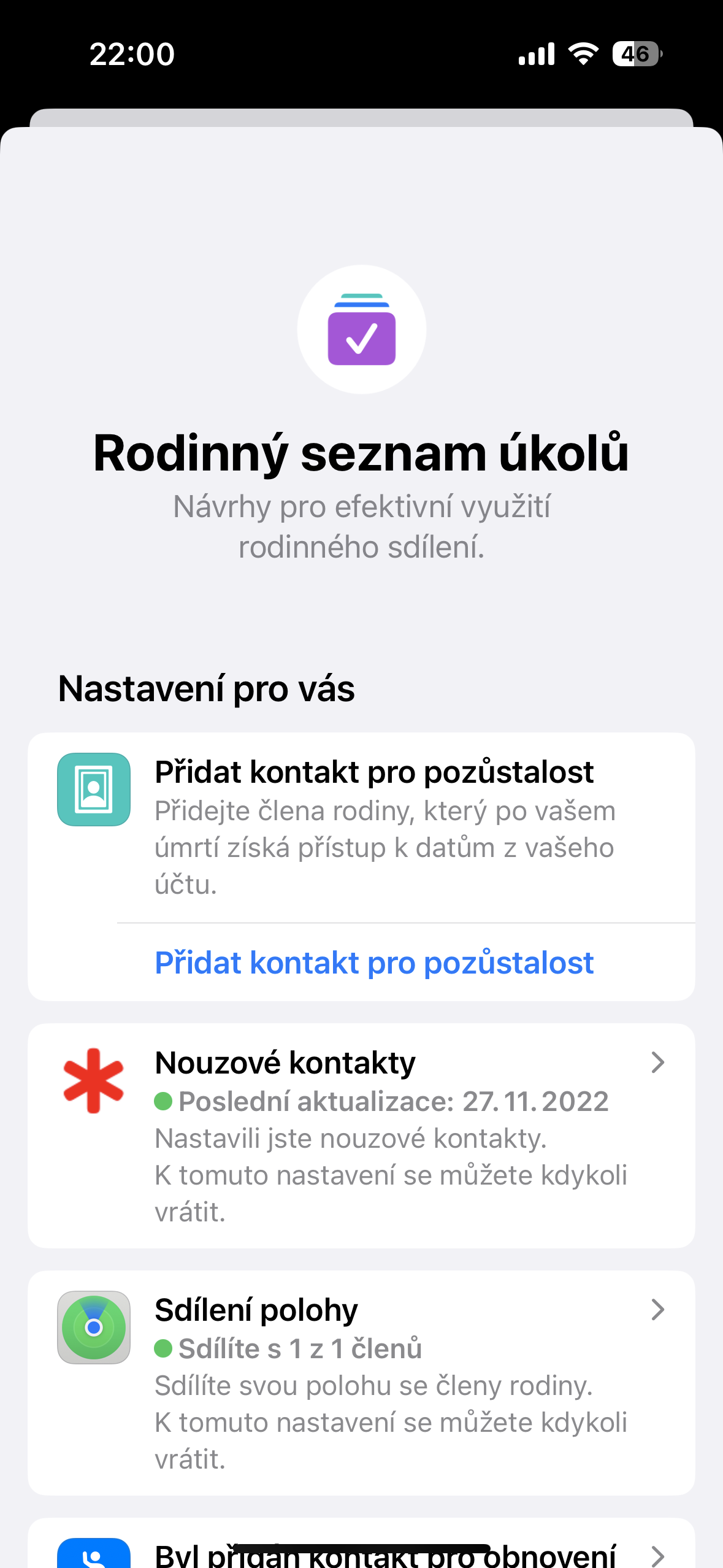 family task list settings