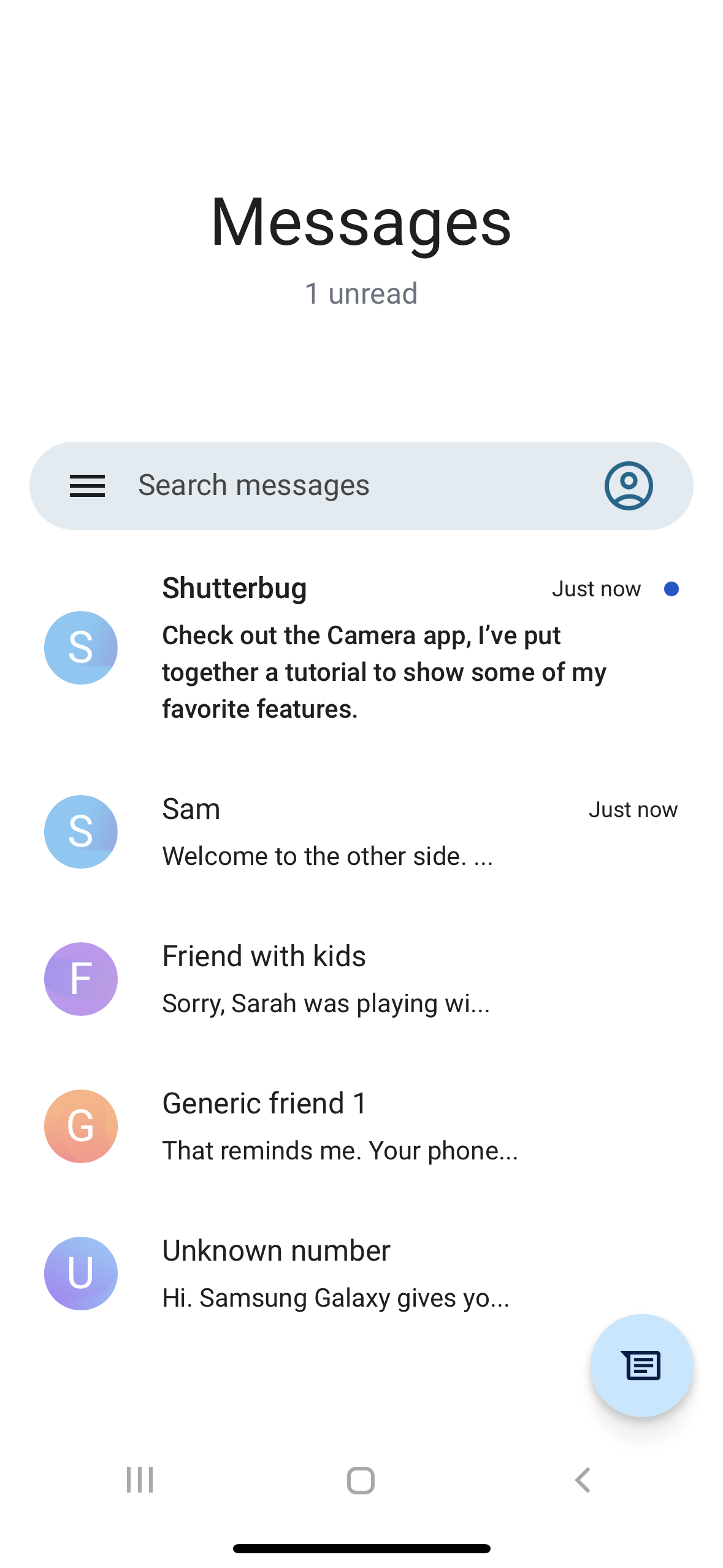 galaxy messages list