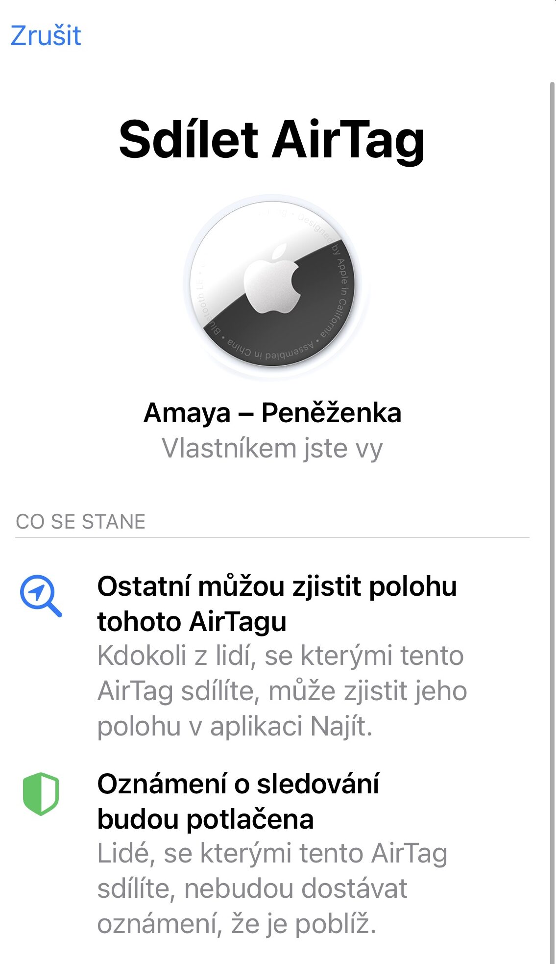 iOS 17 Sdilet AirTag 1
