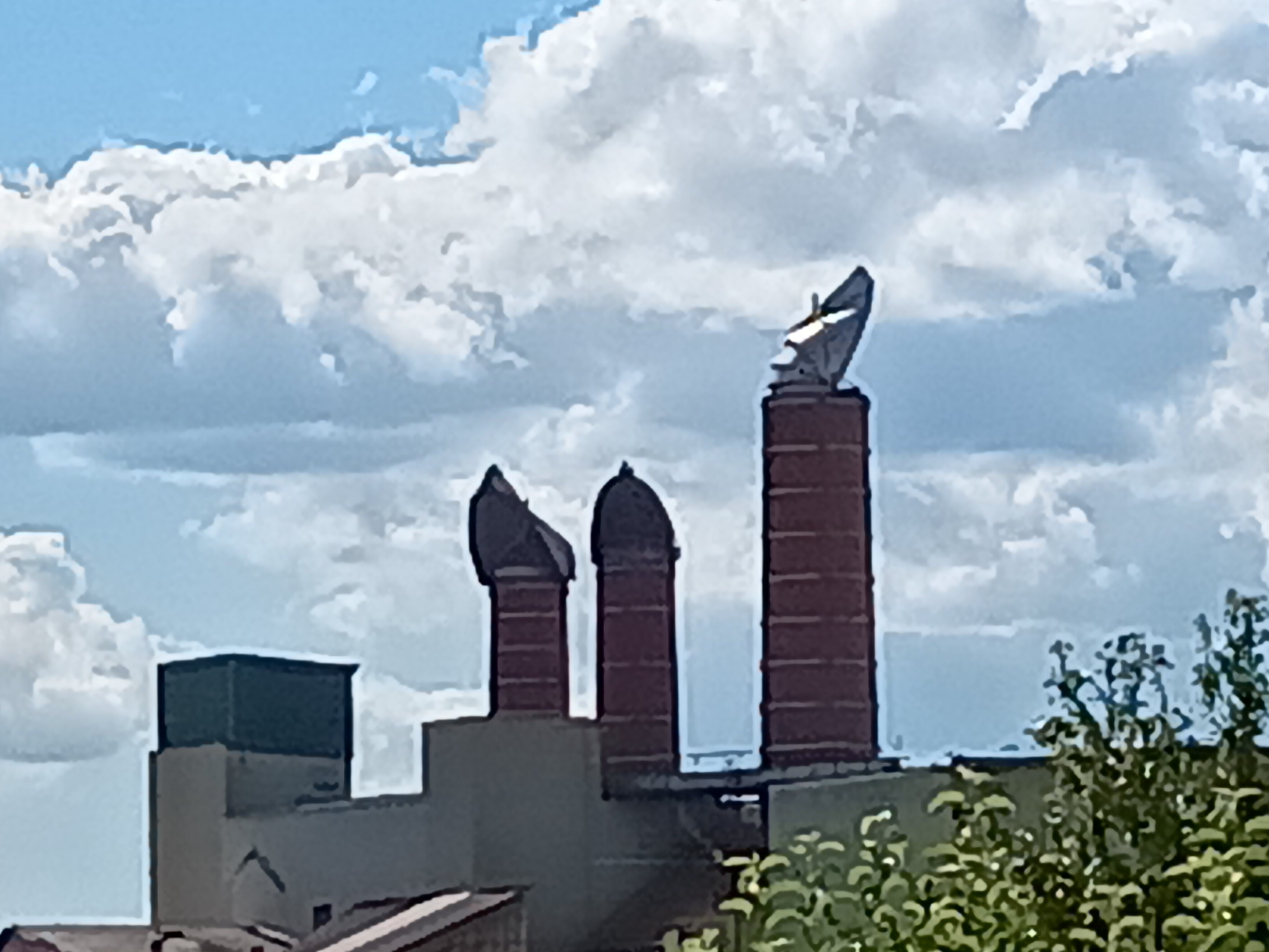 industrial chimneys closeup