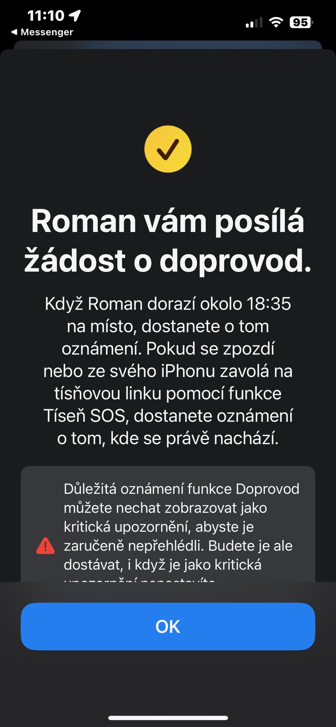notification screen czech text