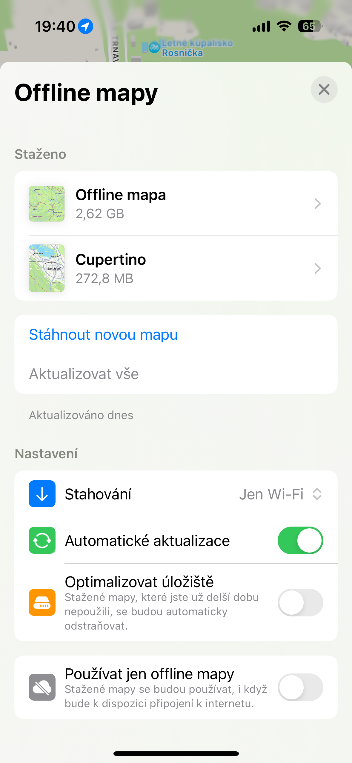 offline maps settings