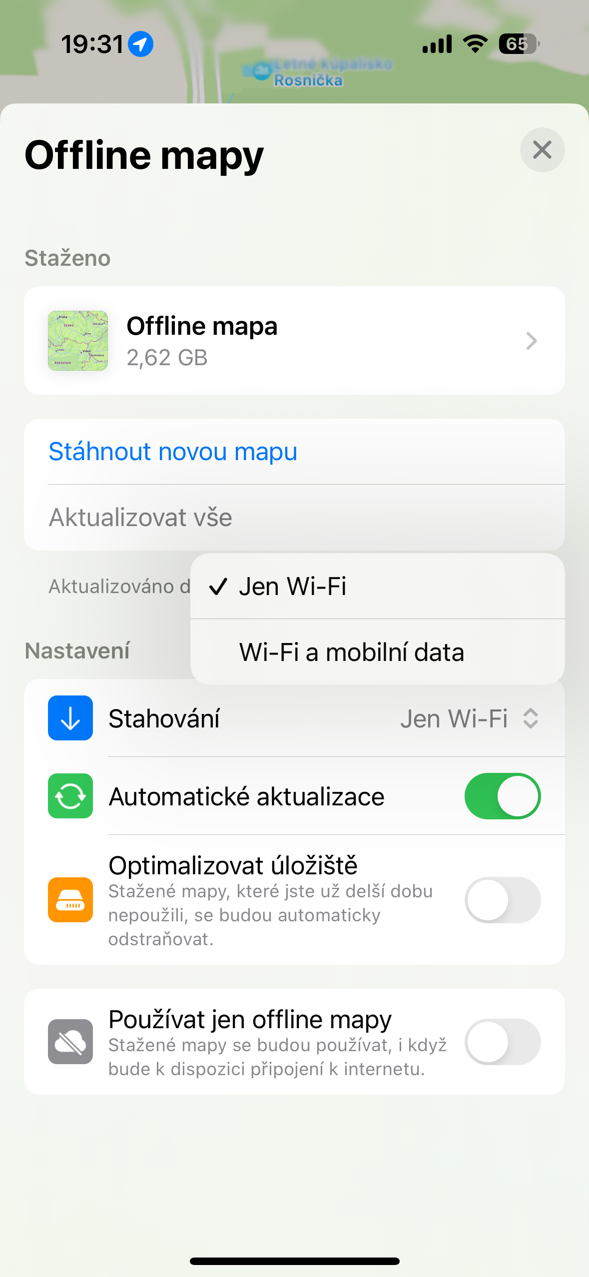 offline maps wifi settings