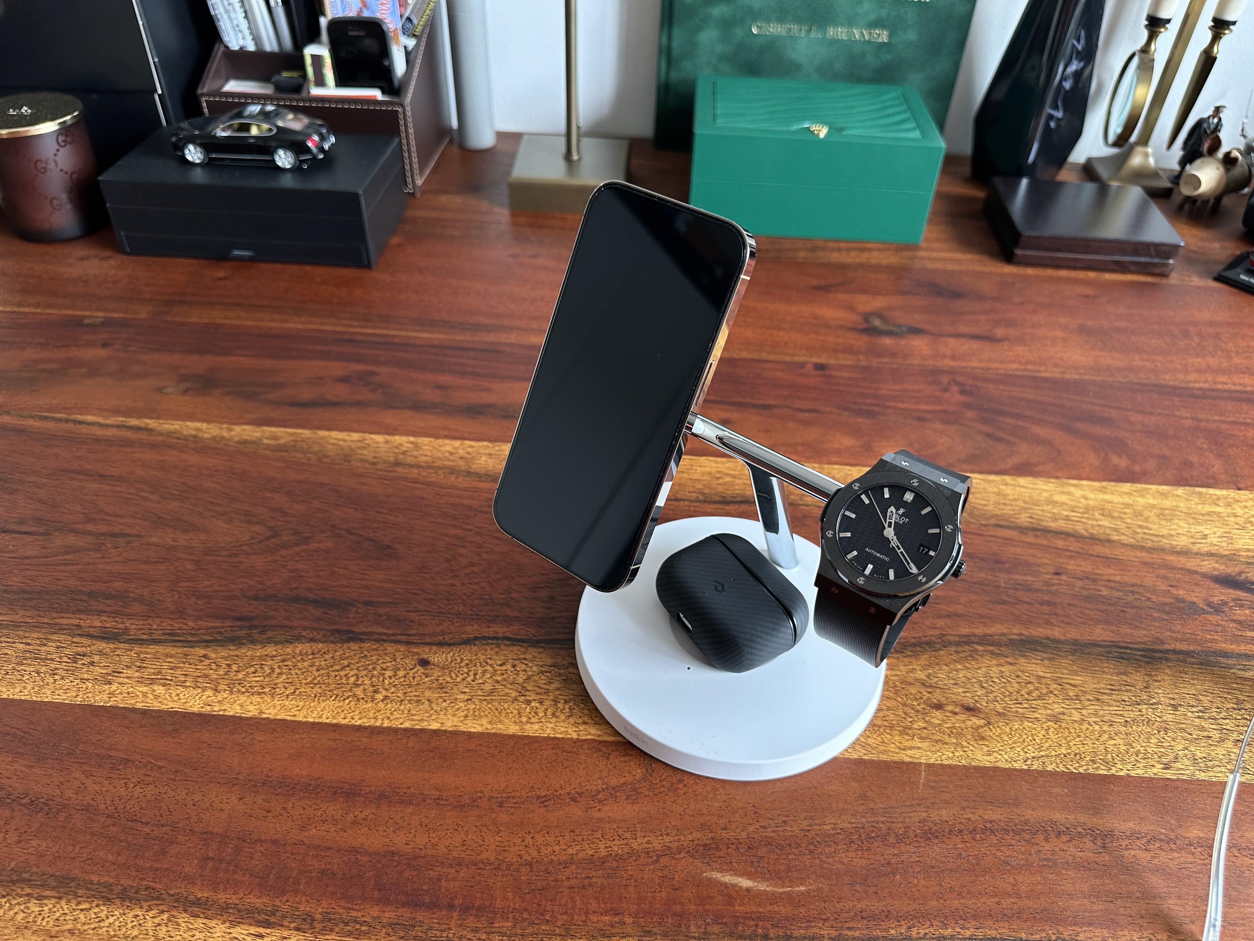 phone and watch on desk