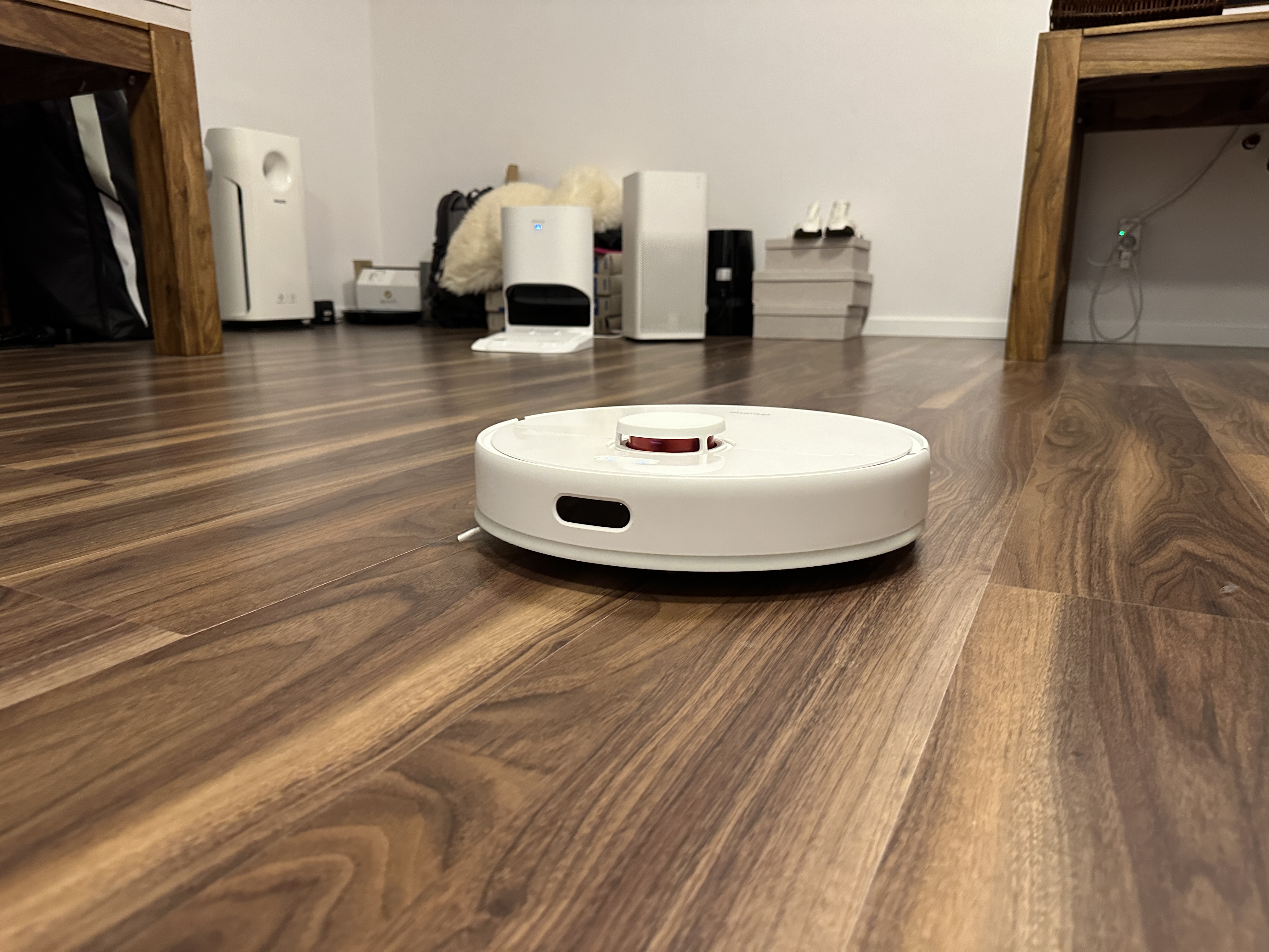 robot vacuum in room