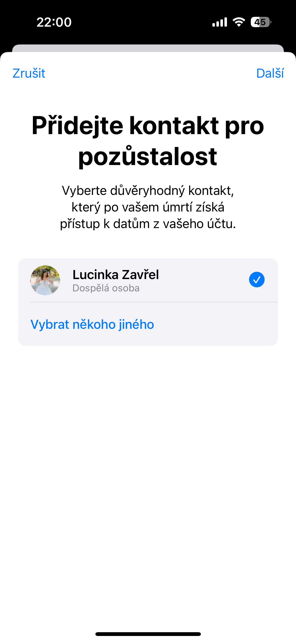 select legacy contact