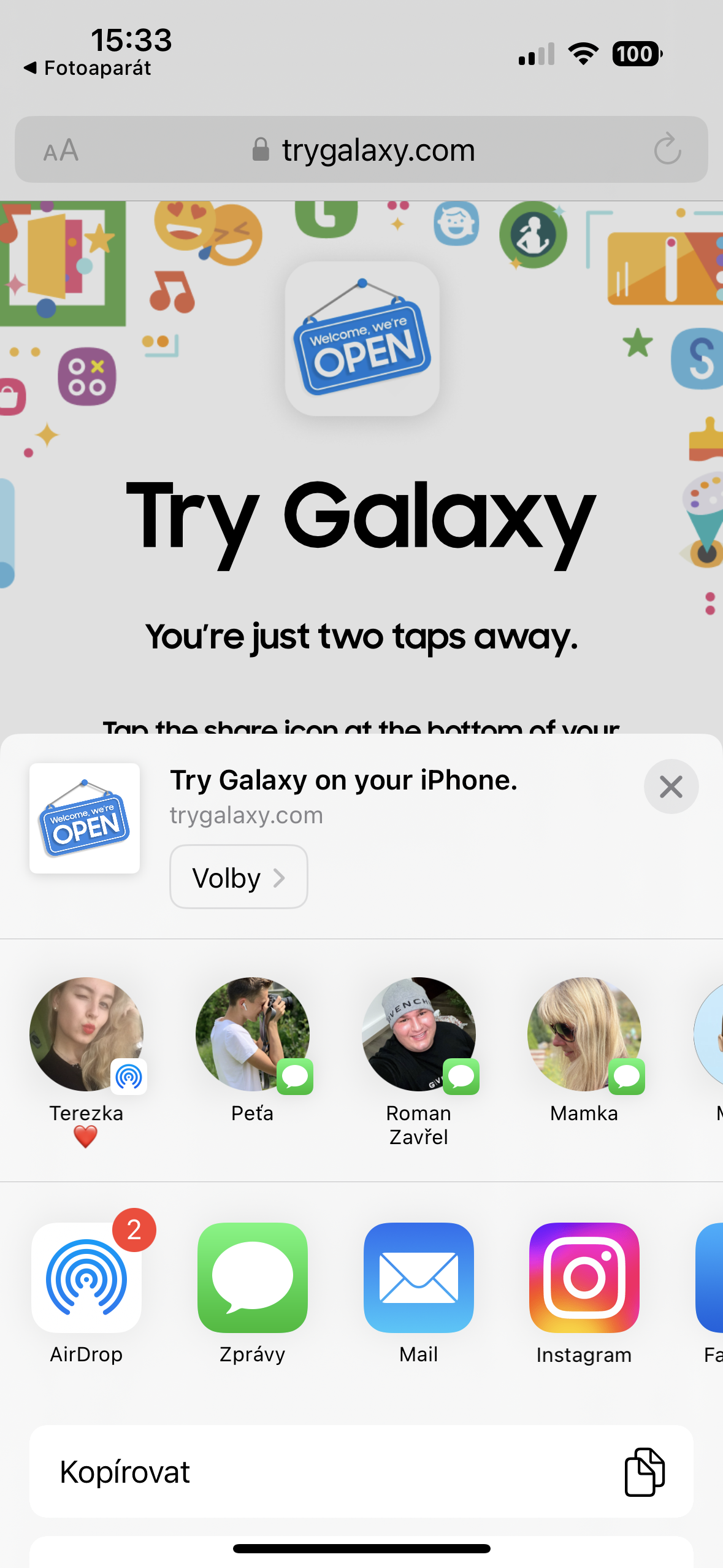 try galaxy share menu