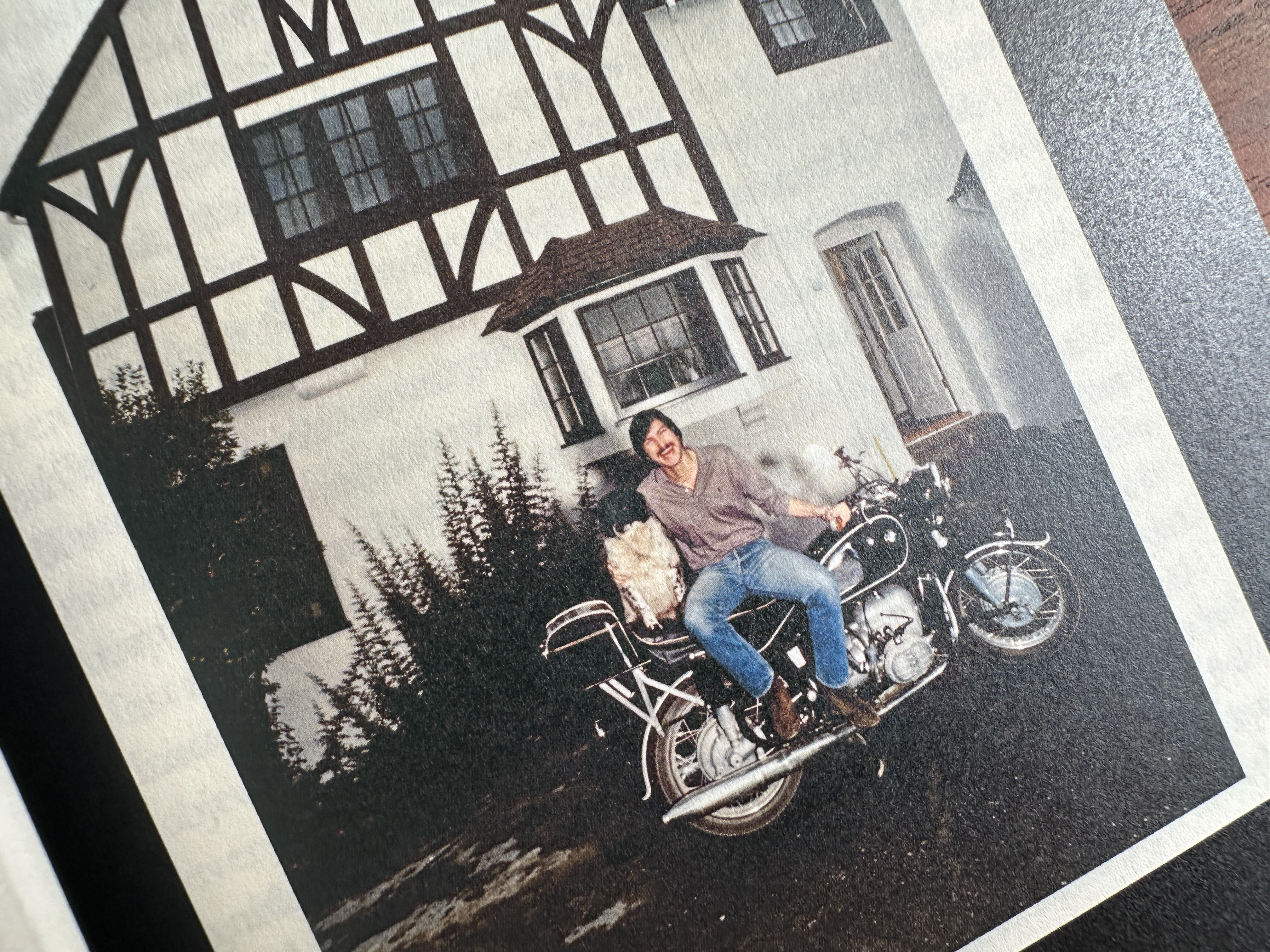 vintage photo motorcycle house