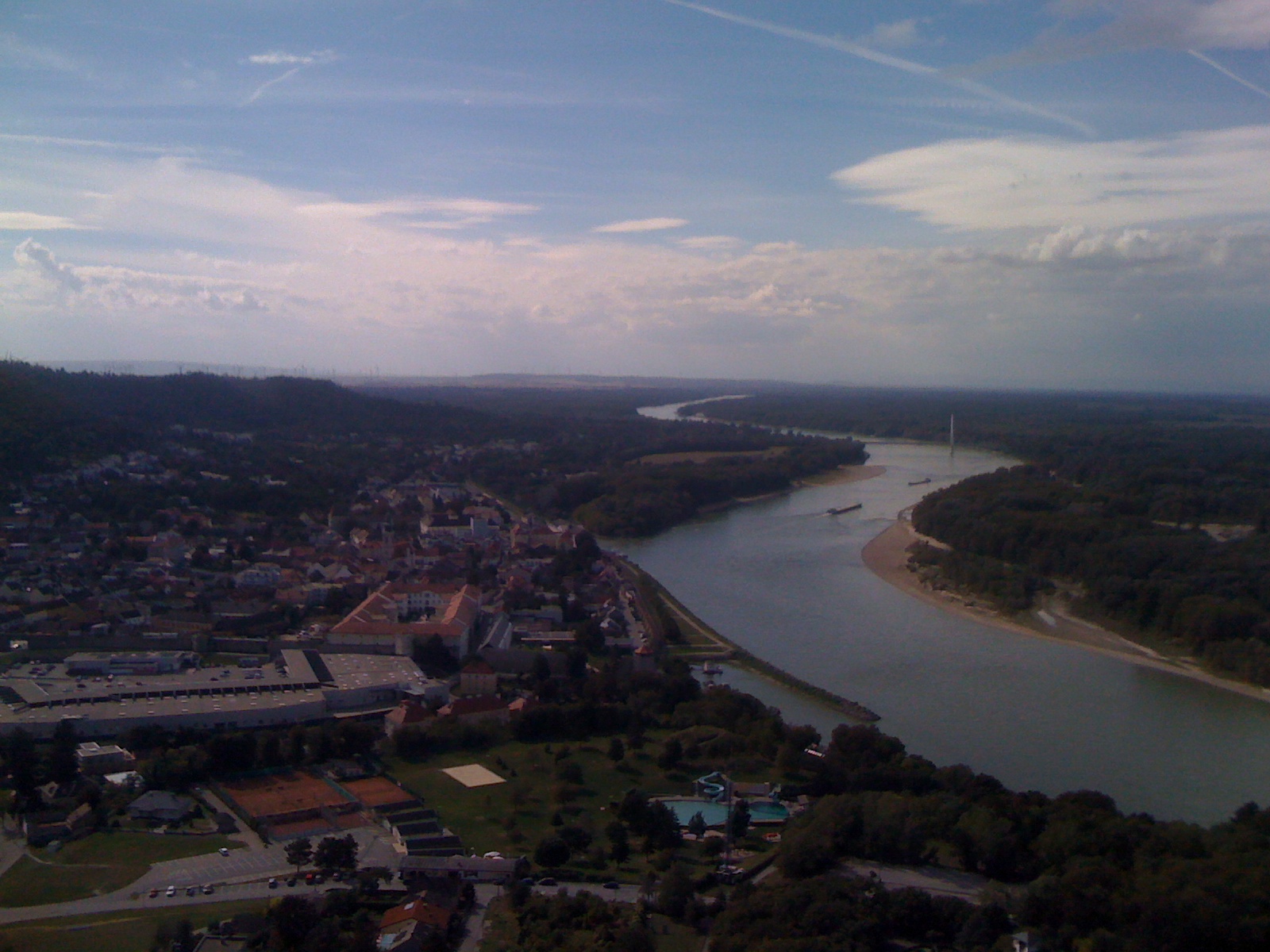 aerial view river town