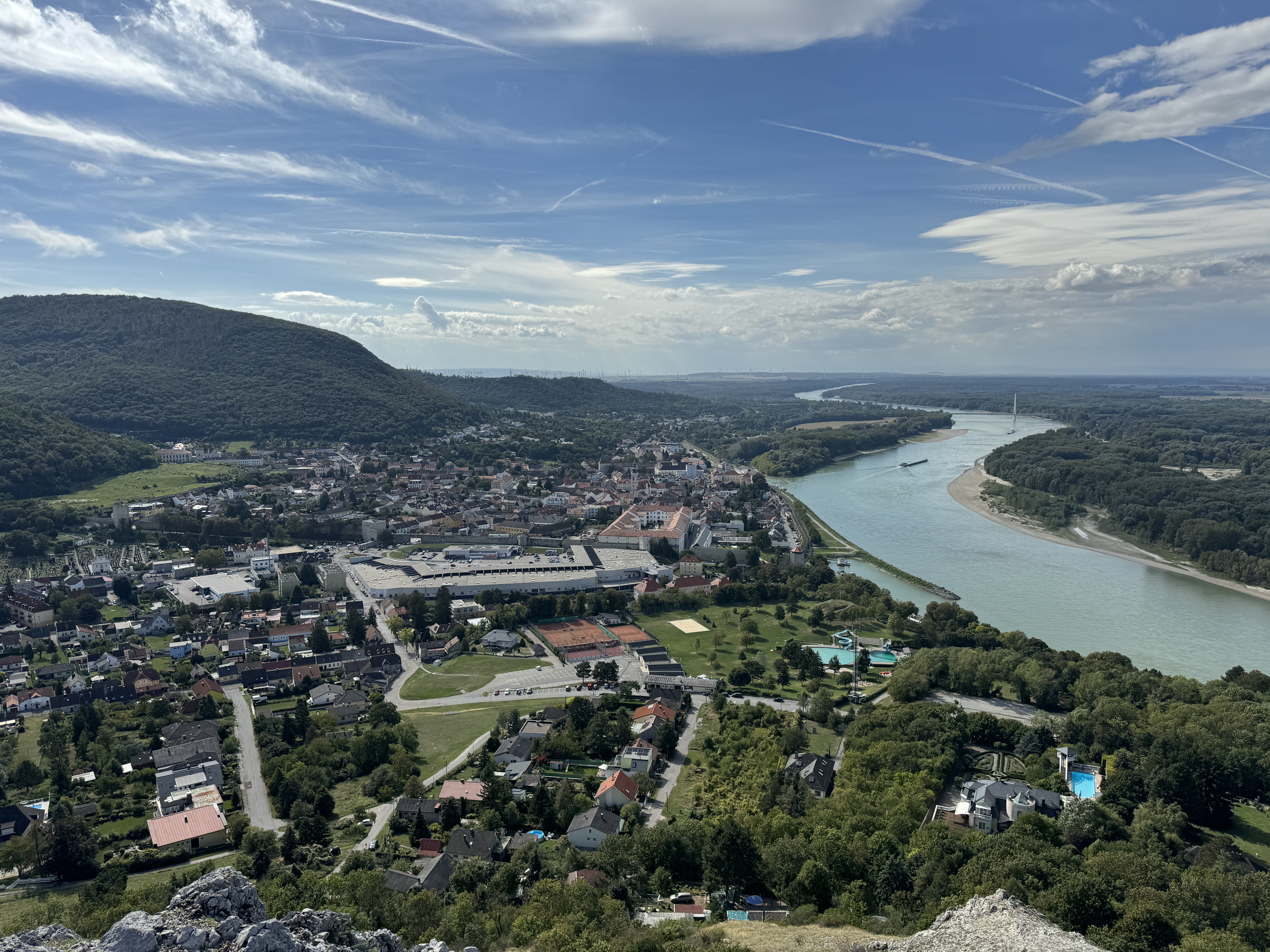 aerial view town river