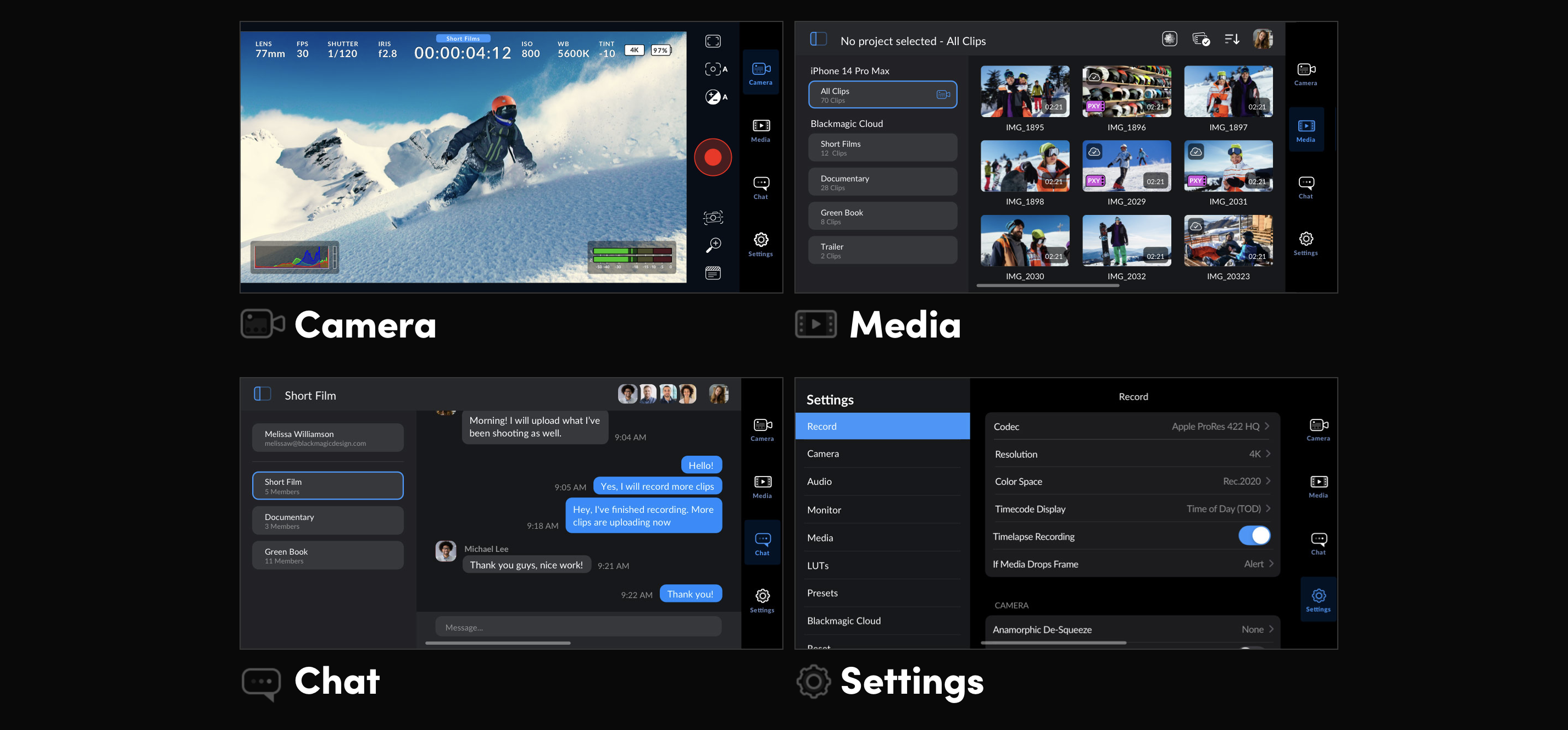 app interface camera media