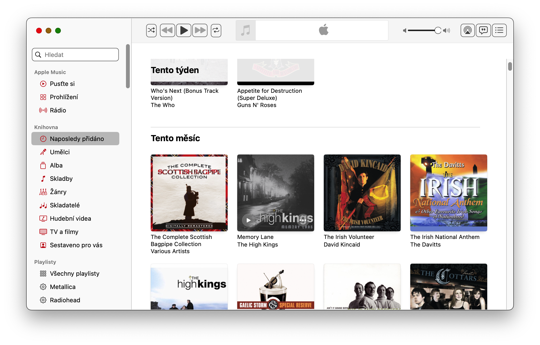 apple music library interface