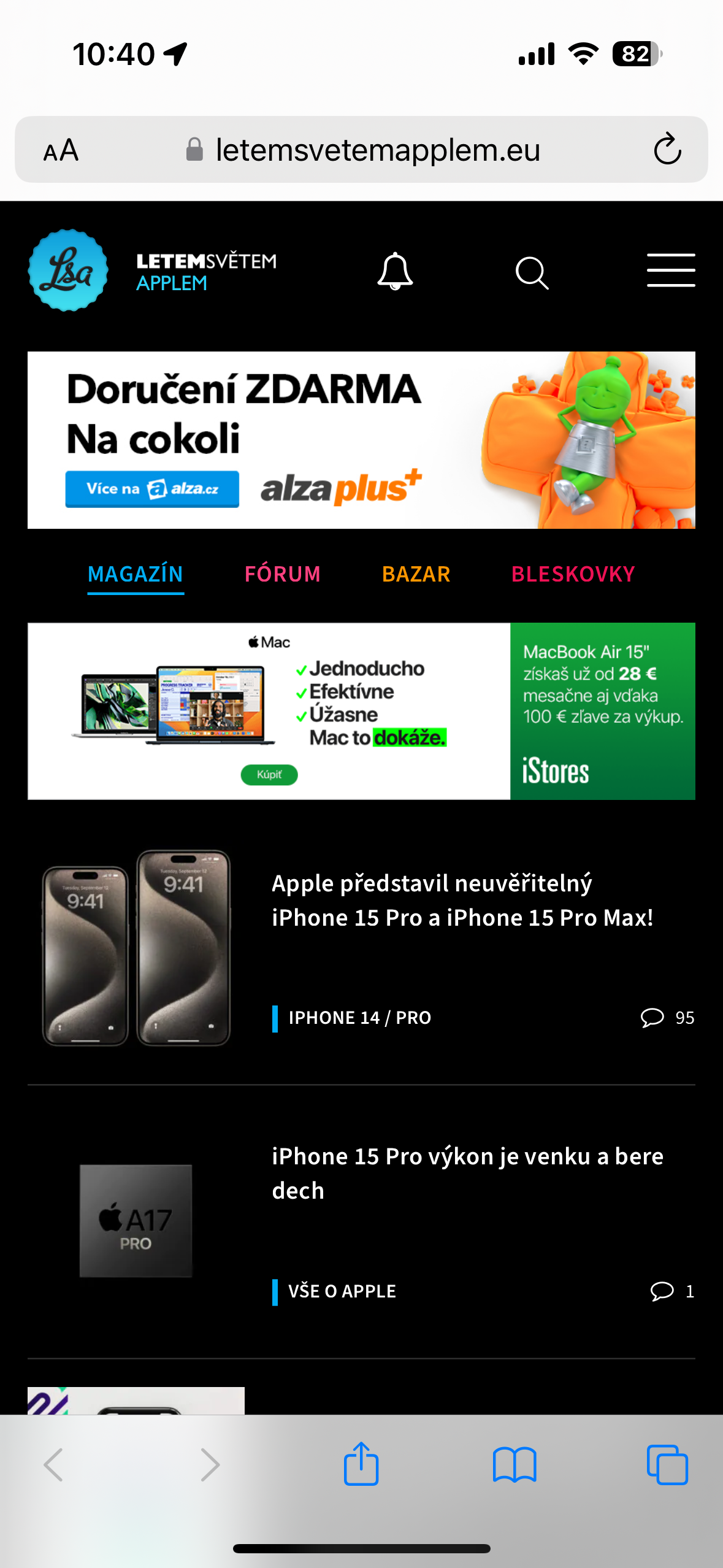 apple news website on phone