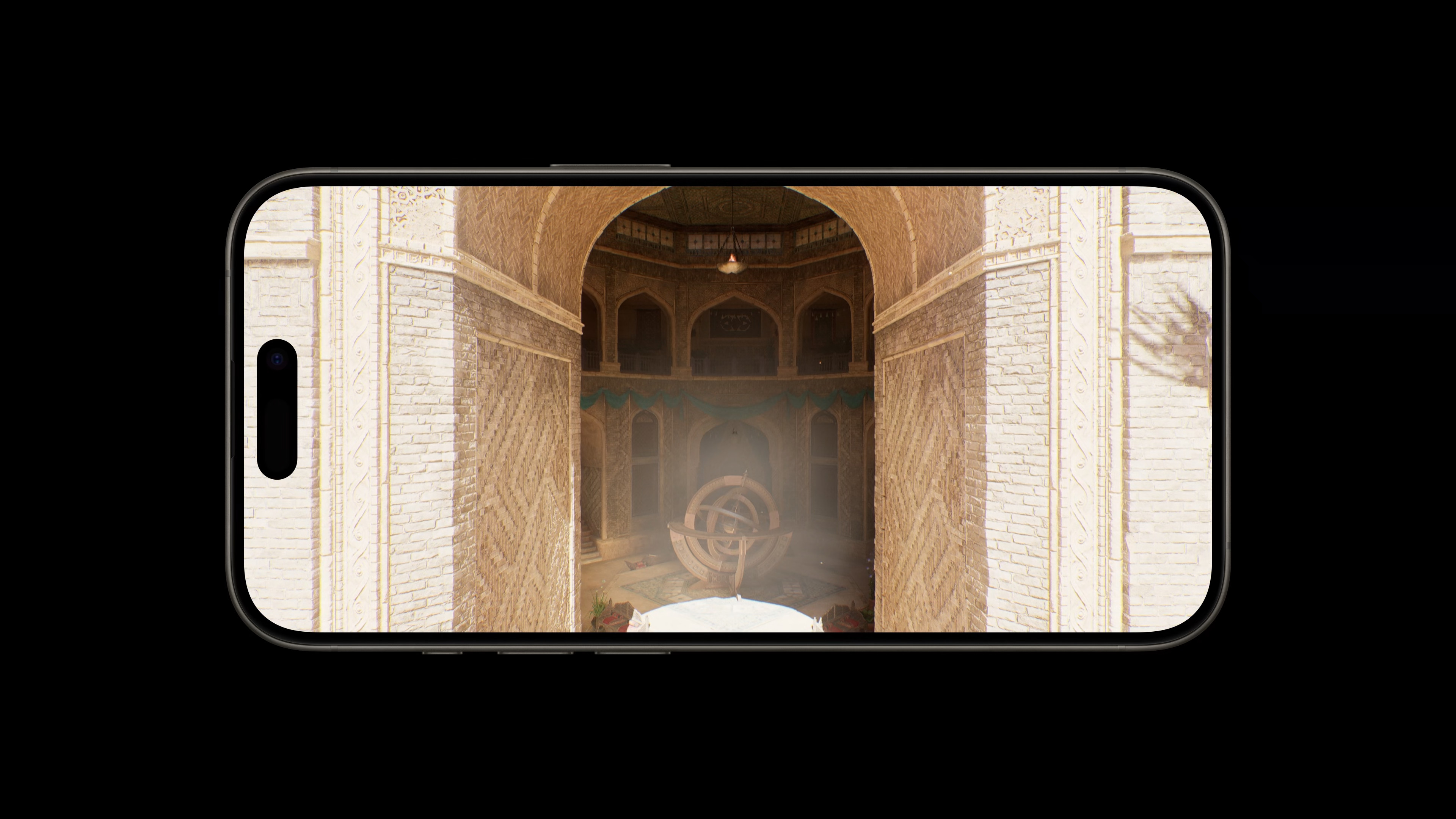 architectural scene on phone