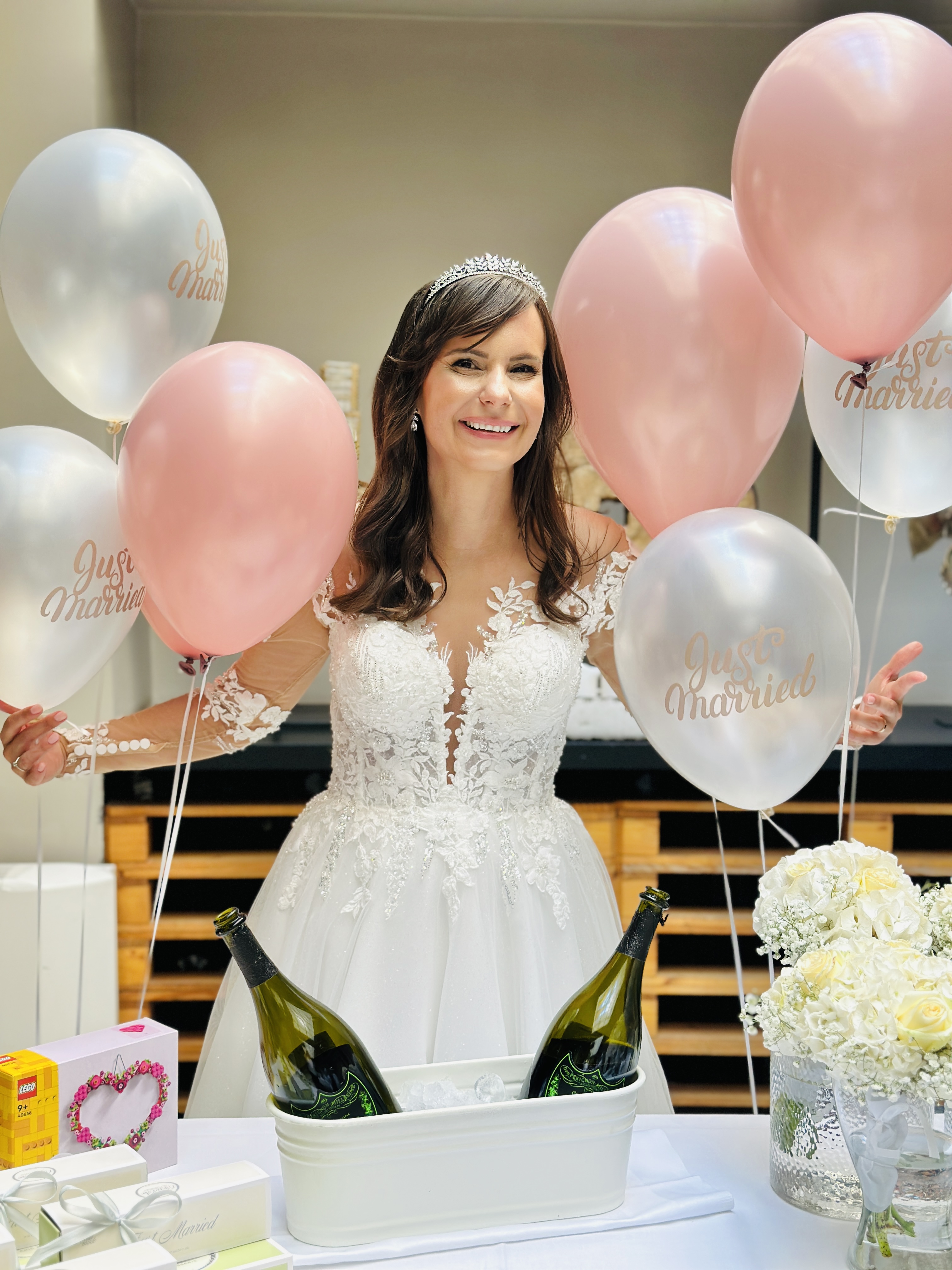bride with balloons