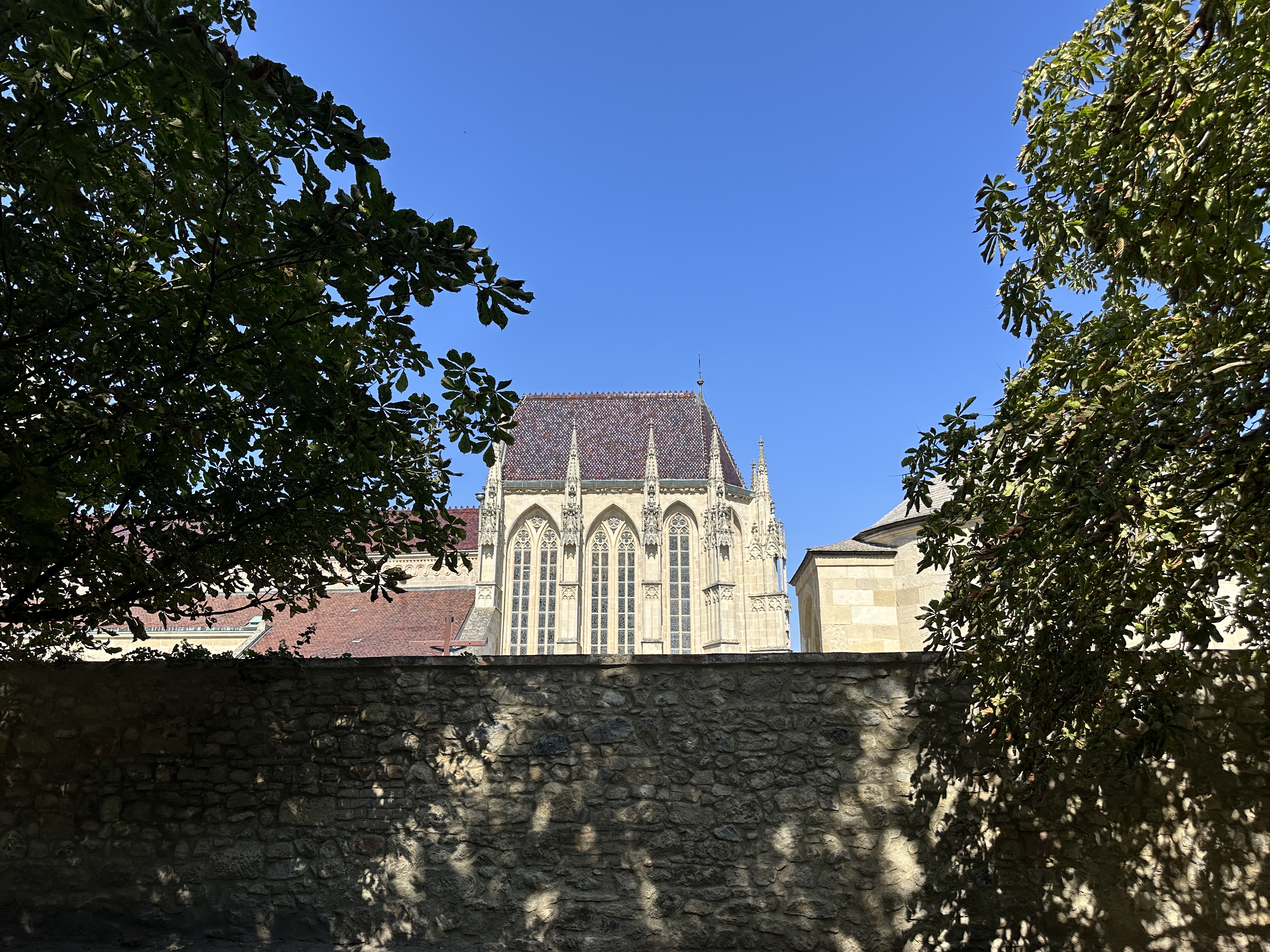 church behind stone wall