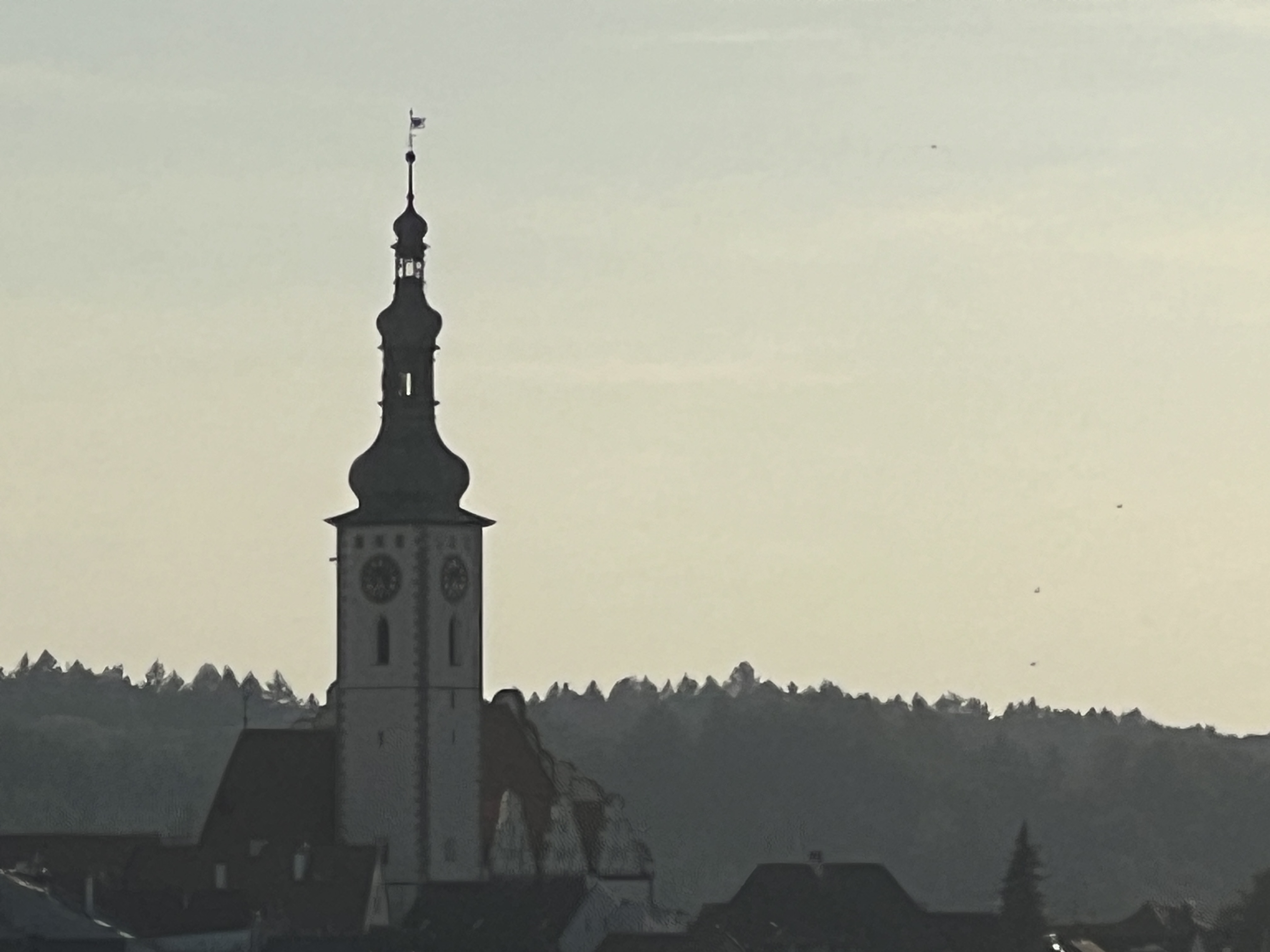 church tower dusk