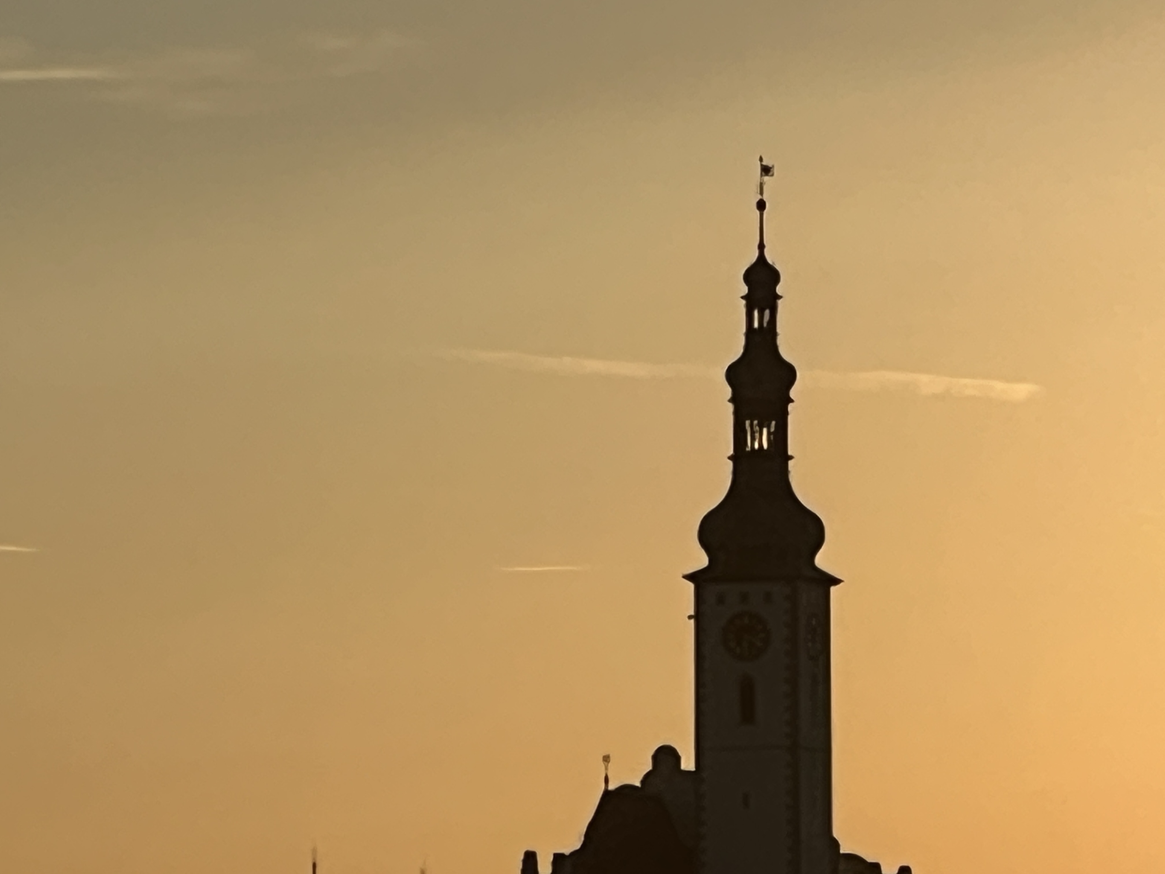 church tower silhouette sunset