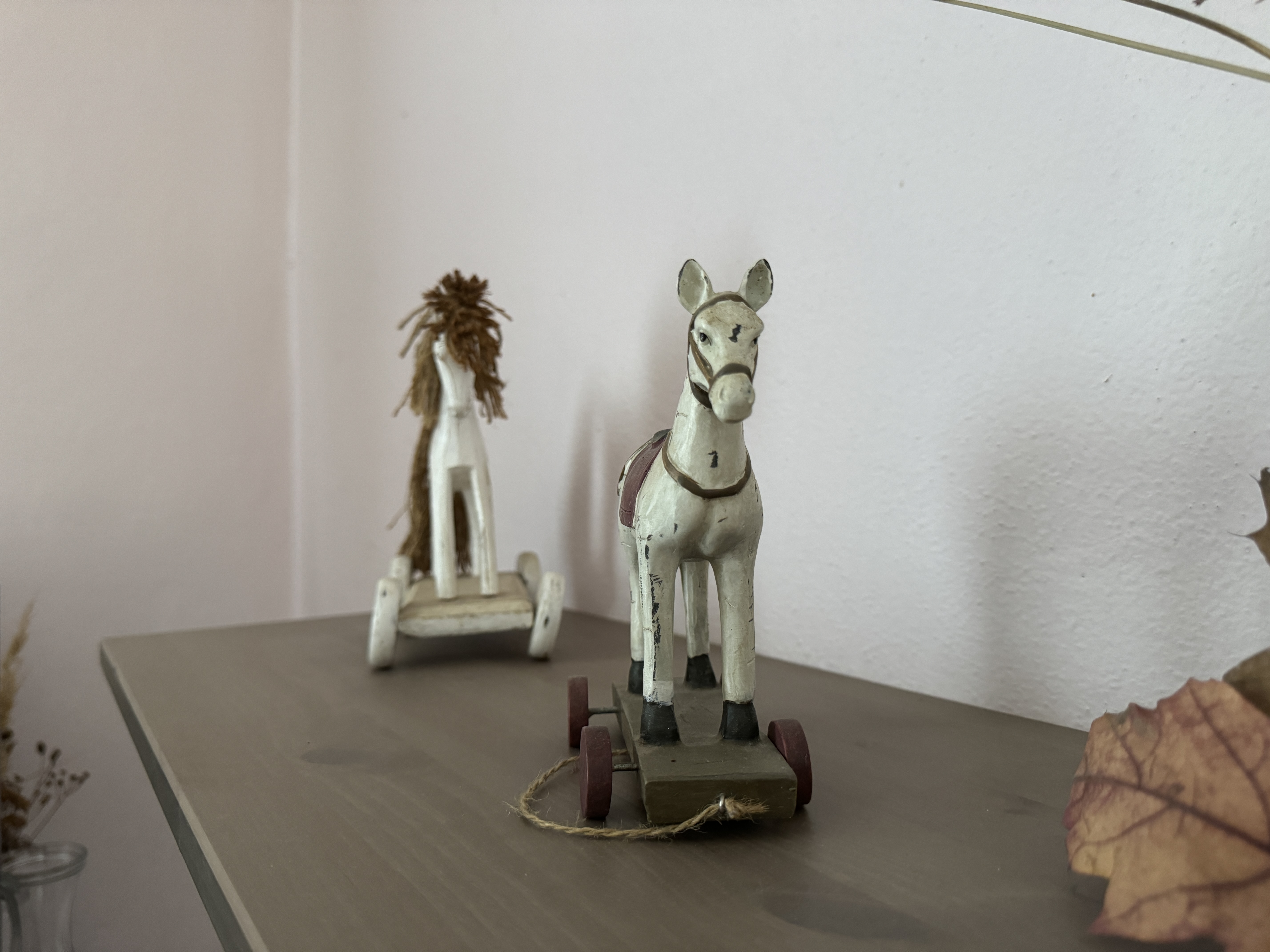 closeup wooden horse figurine