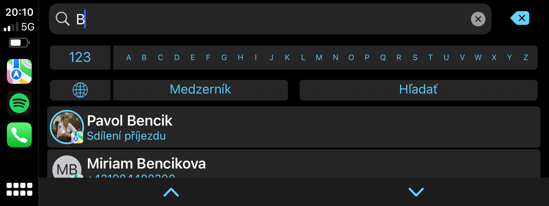 contact search interface