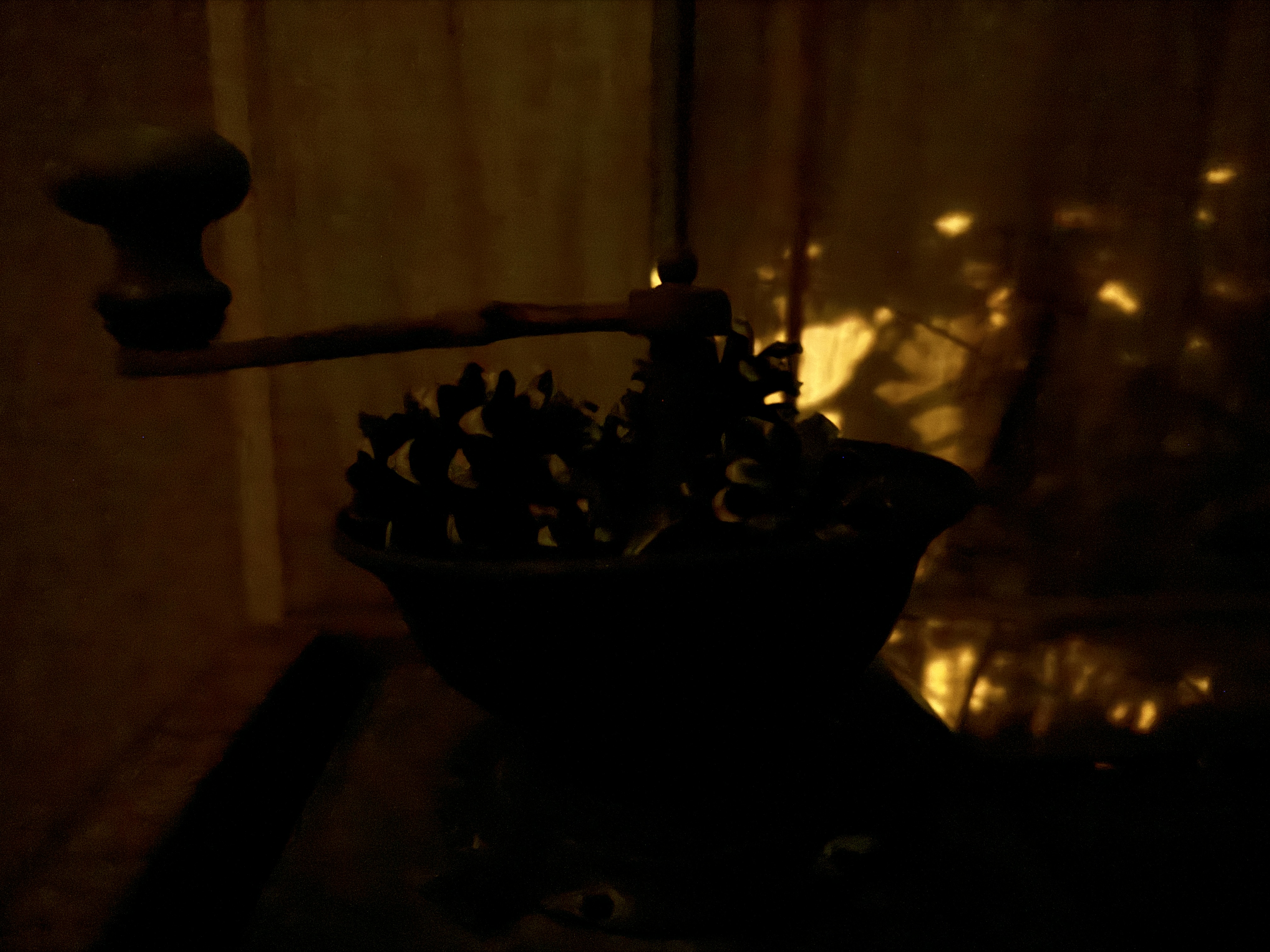 dimly lit vintage grinder